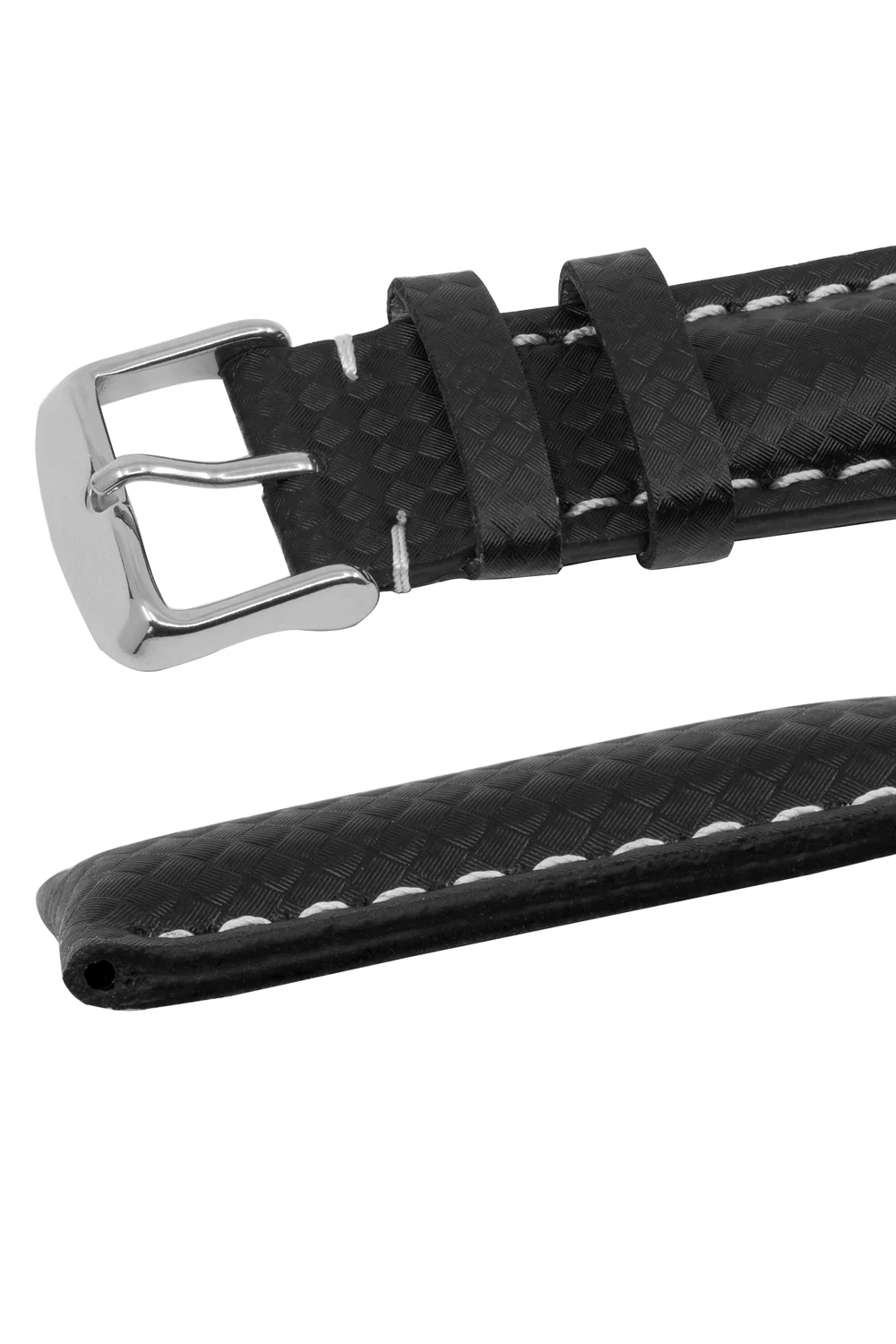 Breitling-Style Carbon-Embossed Leather Watch Strap Black - Image 5