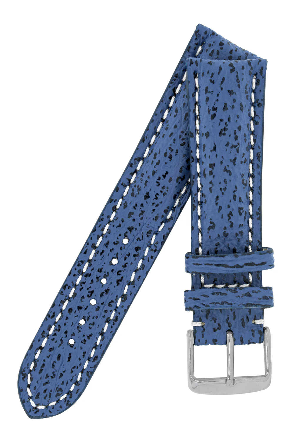 Breitling-Style Shark Leather Watch Strap and Buckle in NIGHT BLUE - Image 4