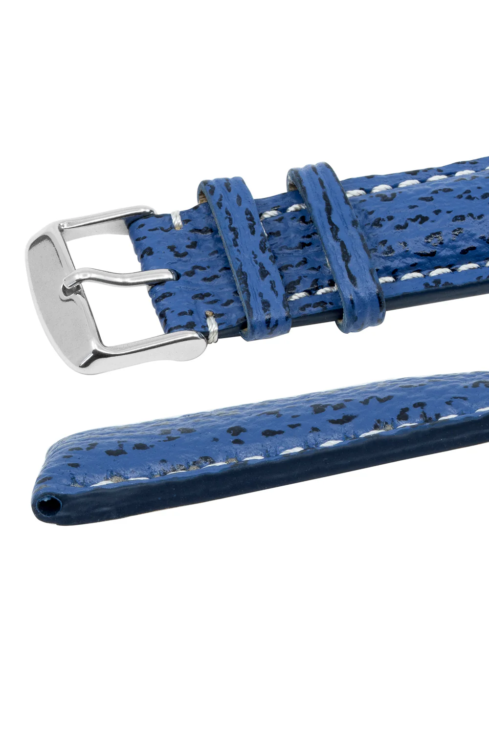 Breitling-Style Shark Leather Watch Strap and Buckle in NIGHT BLUE - Image 5