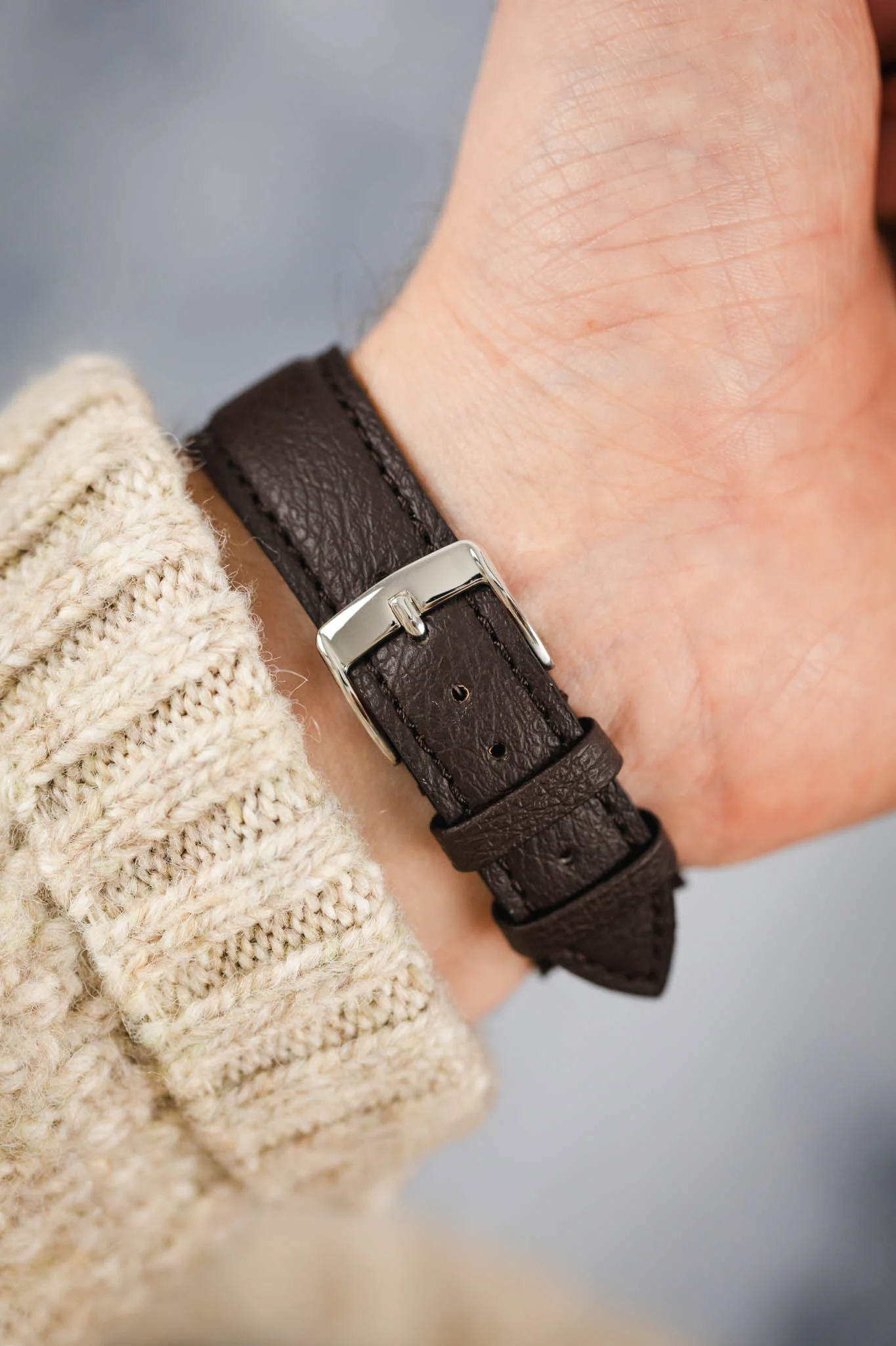 Classic Apple Fibre Watch Strap in Grained Chocolate Brown - Image 6