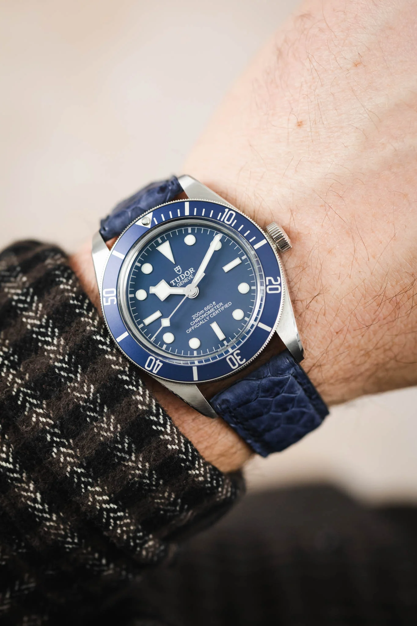 Classic Gallo Leather Watch Strap in Matte Petrol Blue - Image 2