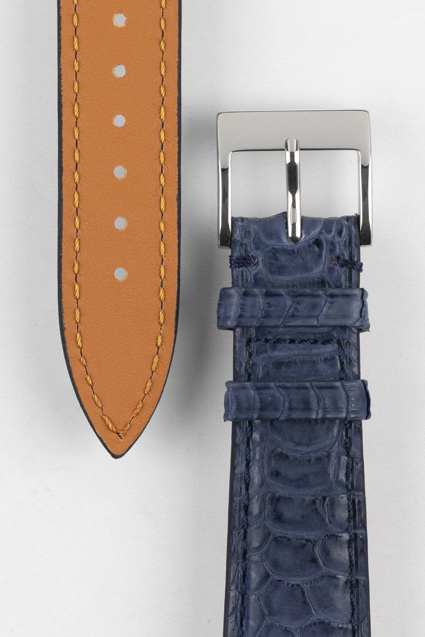 Classic Gallo Leather Watch Strap in Matte Petrol Blue - Image 3