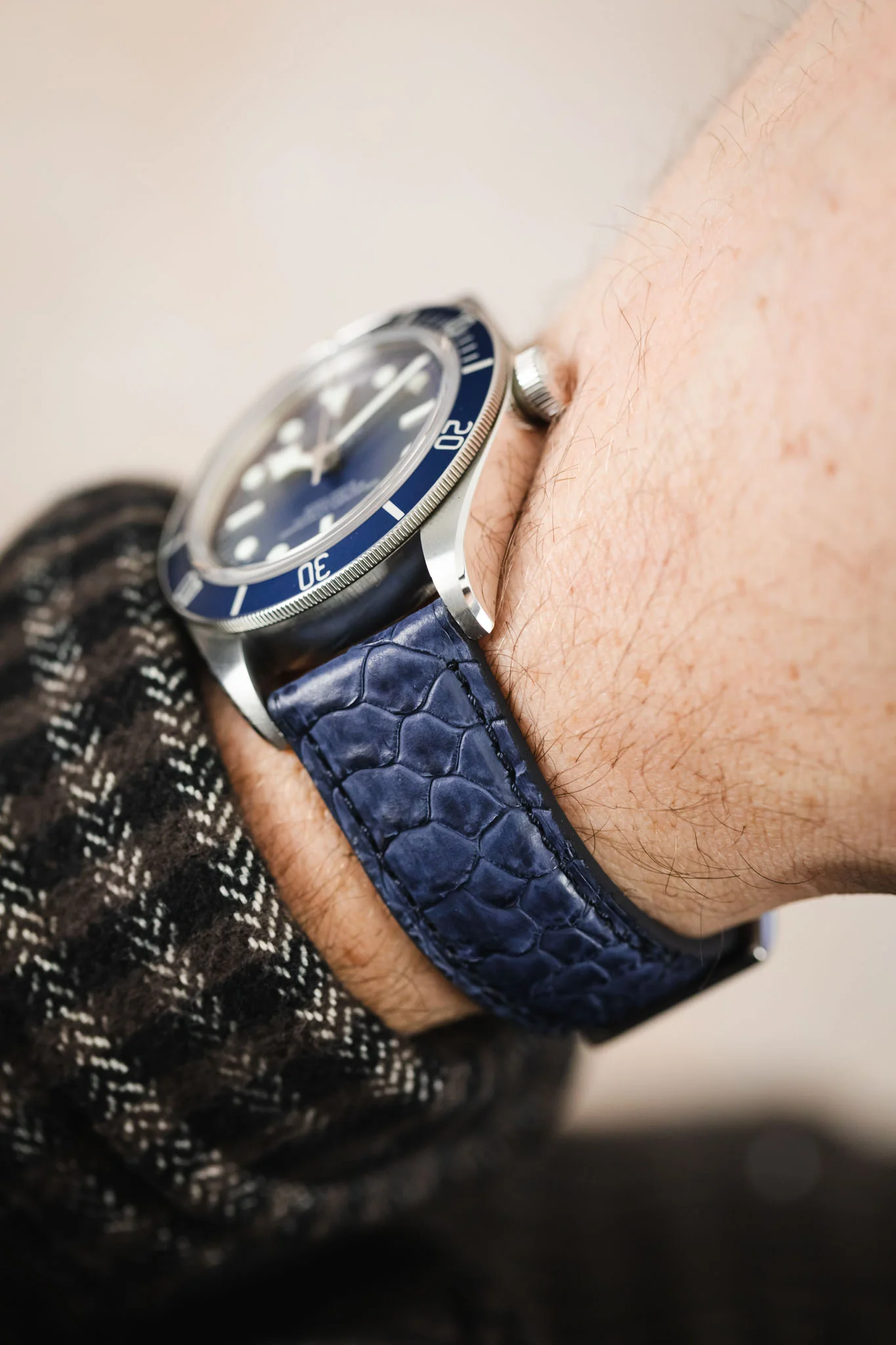 Classic Gallo Leather Watch Strap in Matte Petrol Blue - Image 6