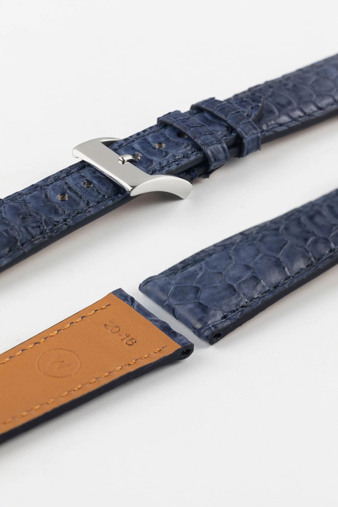 Classic Gallo Leather Watch Strap in Matte Petrol Blue - Image 7