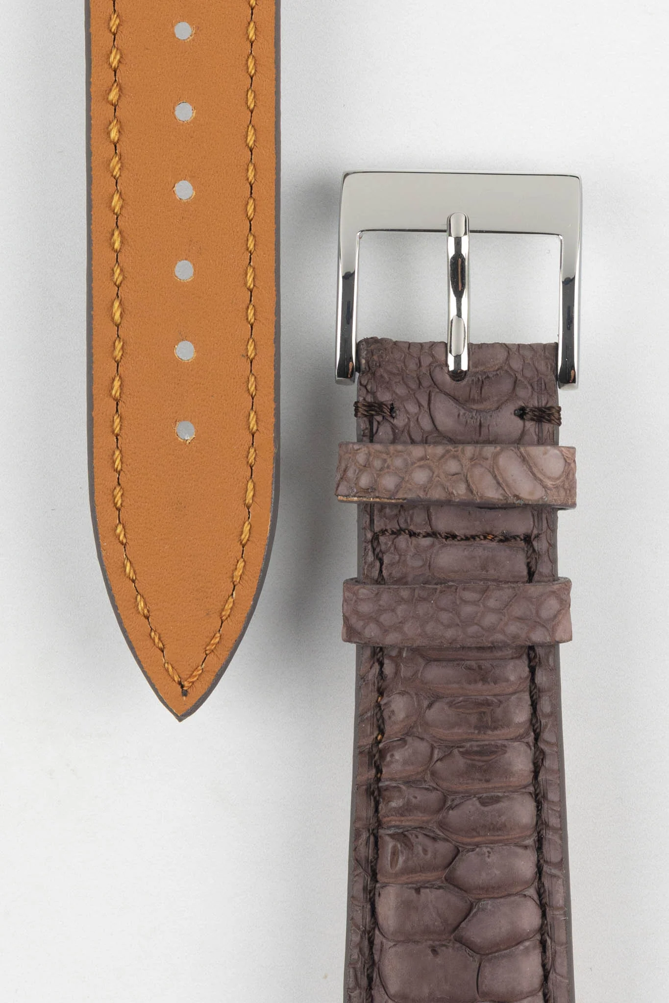 Classic Gallo Leather Watch Strap in Matte Vintage Brown - Image 3