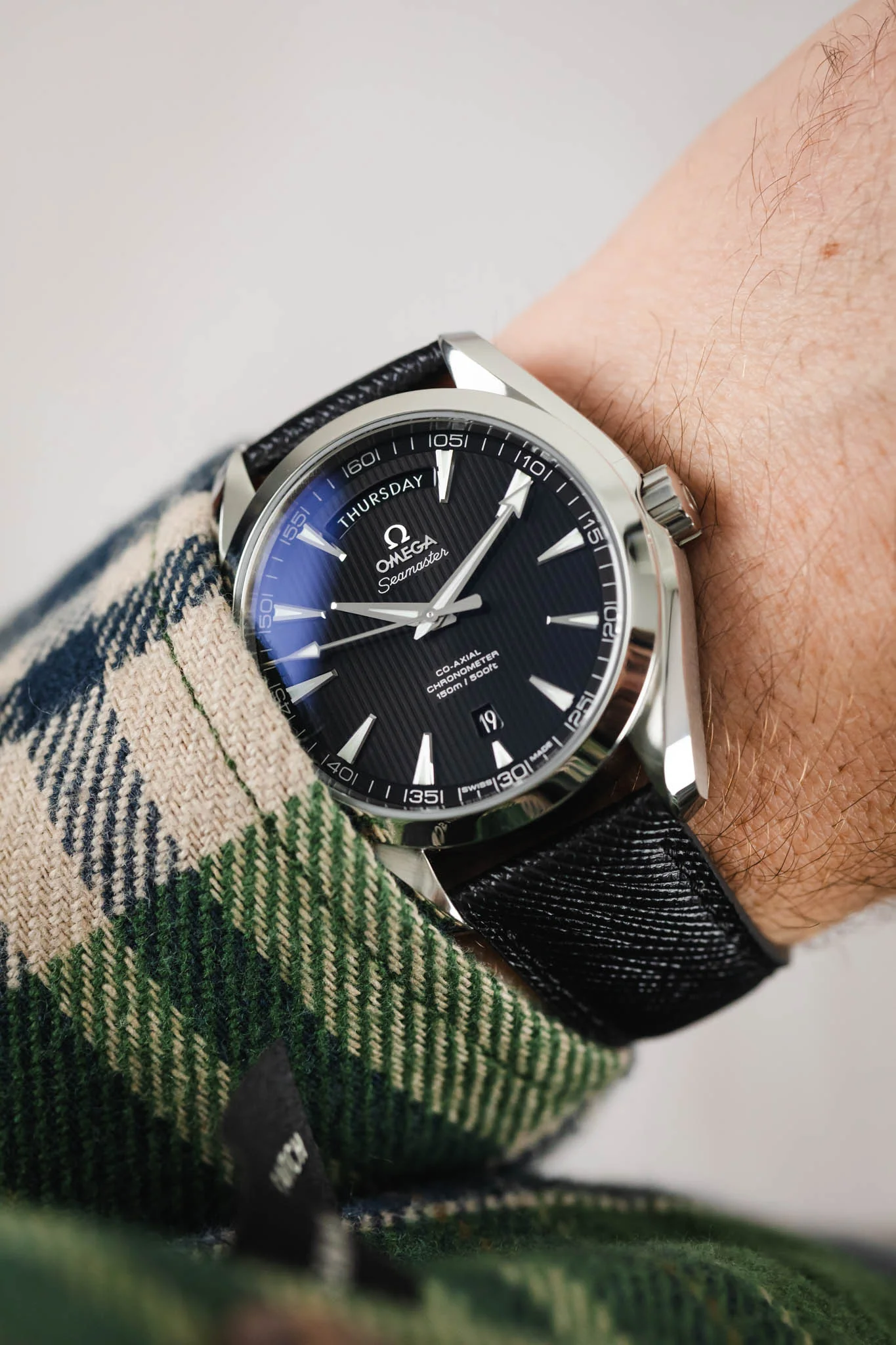 Classic Saffiano Leather Watch Strap in Black - Image 2