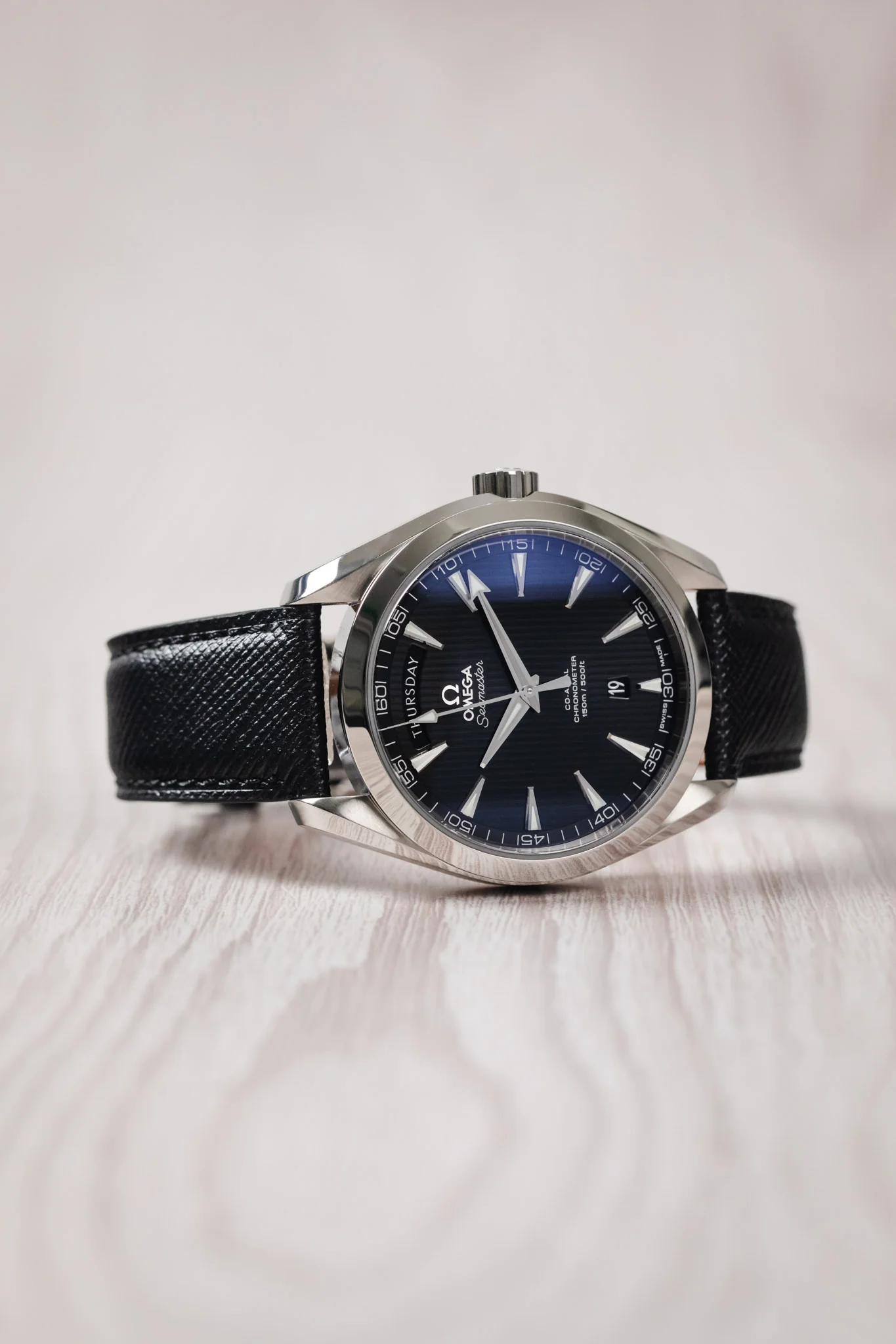 Classic Saffiano Leather Watch Strap in Black - Image 4