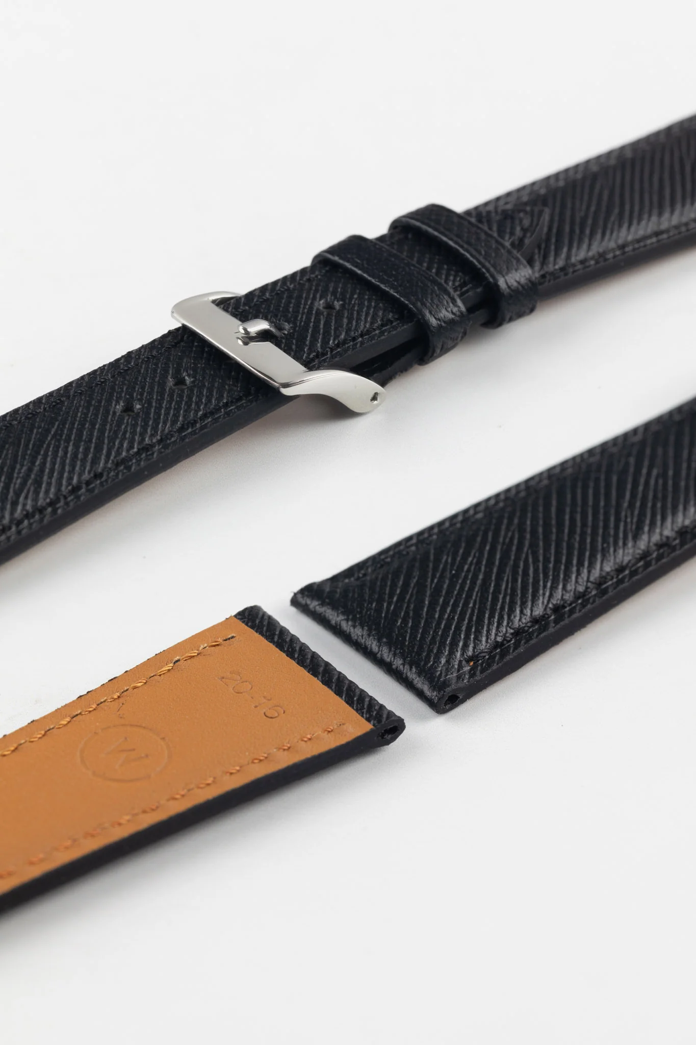 Classic Saffiano Leather Watch Strap in Black - Image 7