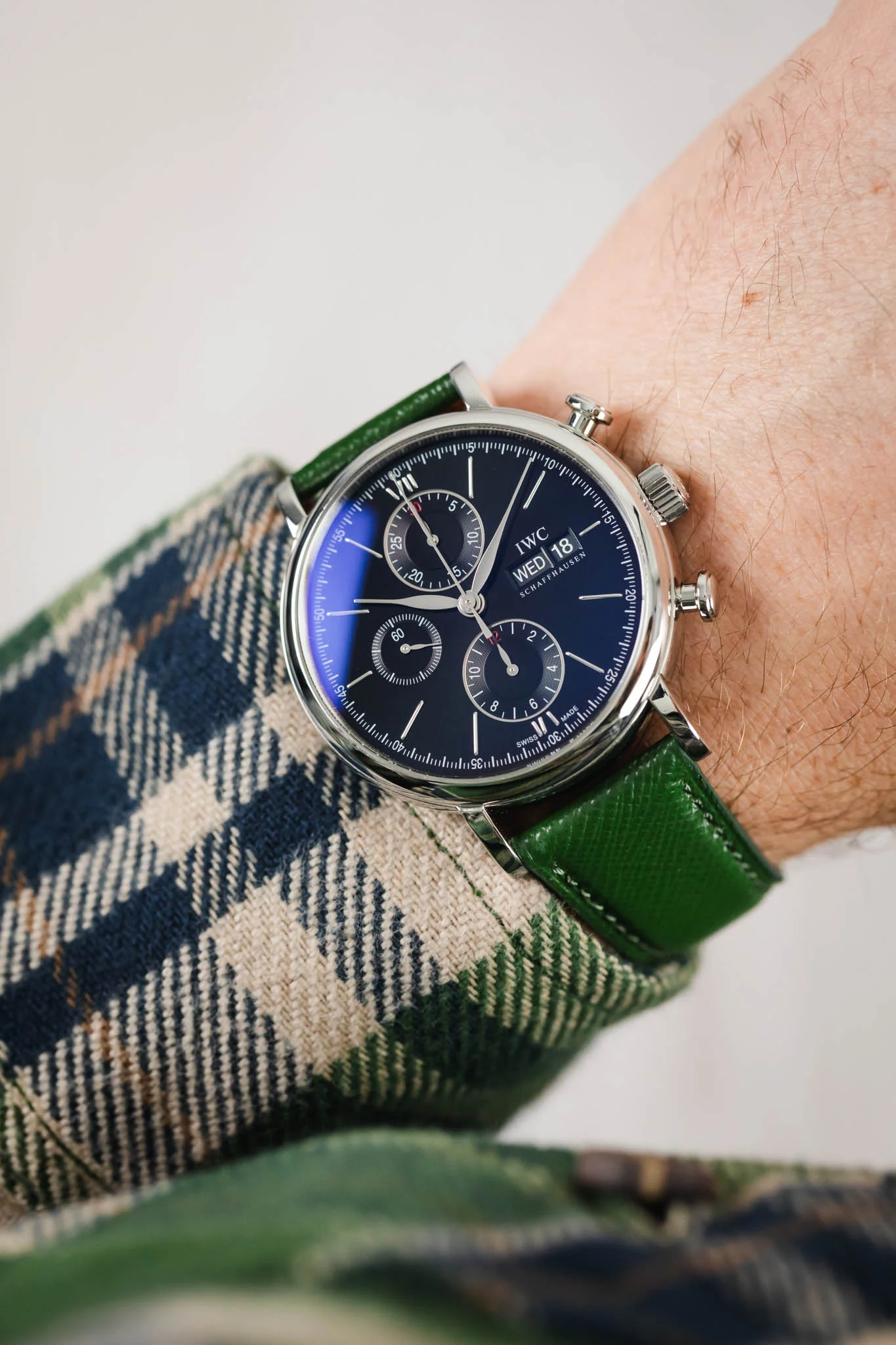 Classic Saffiano Leather Watch Strap in British Green - Image 2