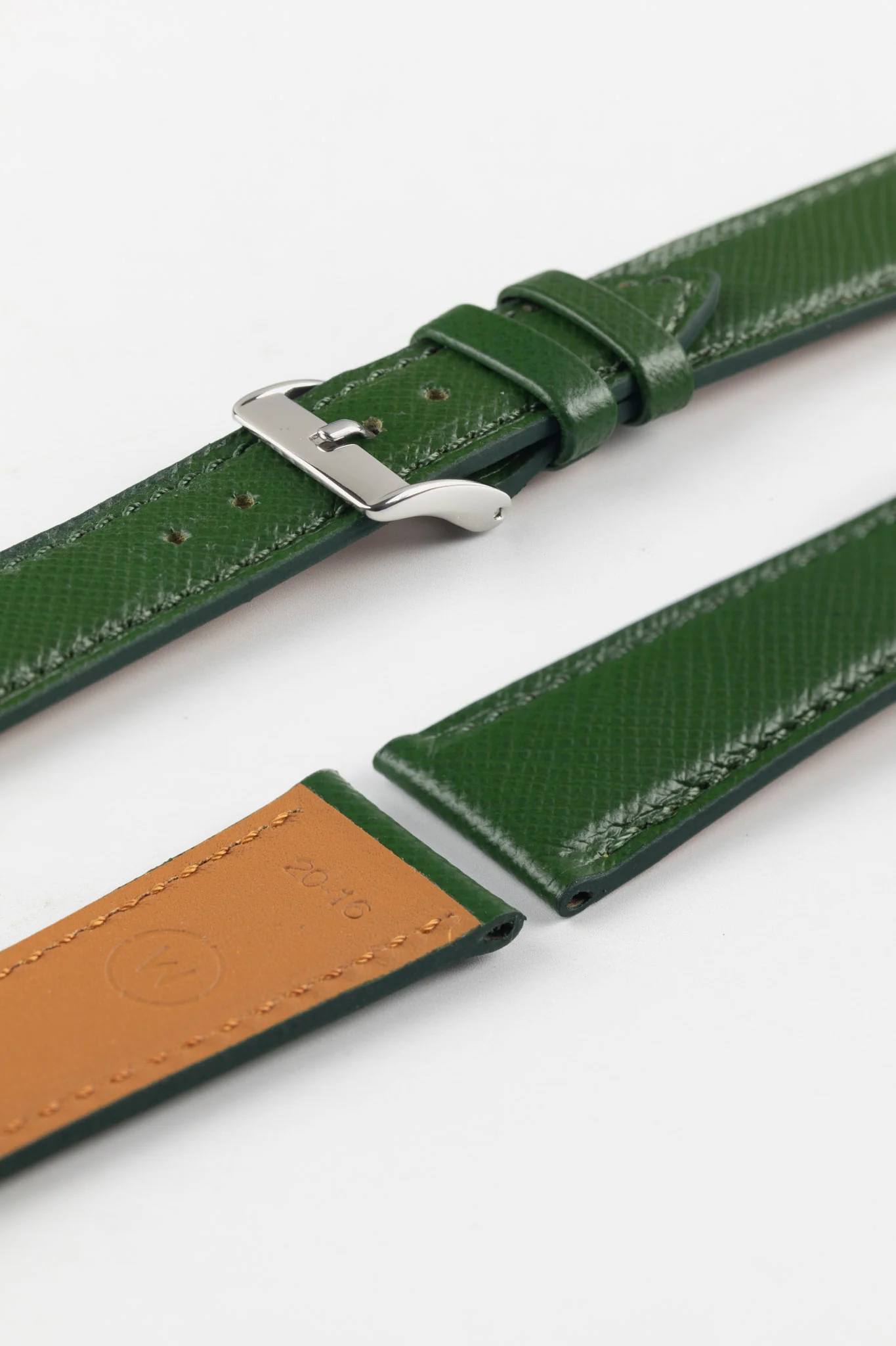 Classic Saffiano Leather Watch Strap in British Green - Image 7