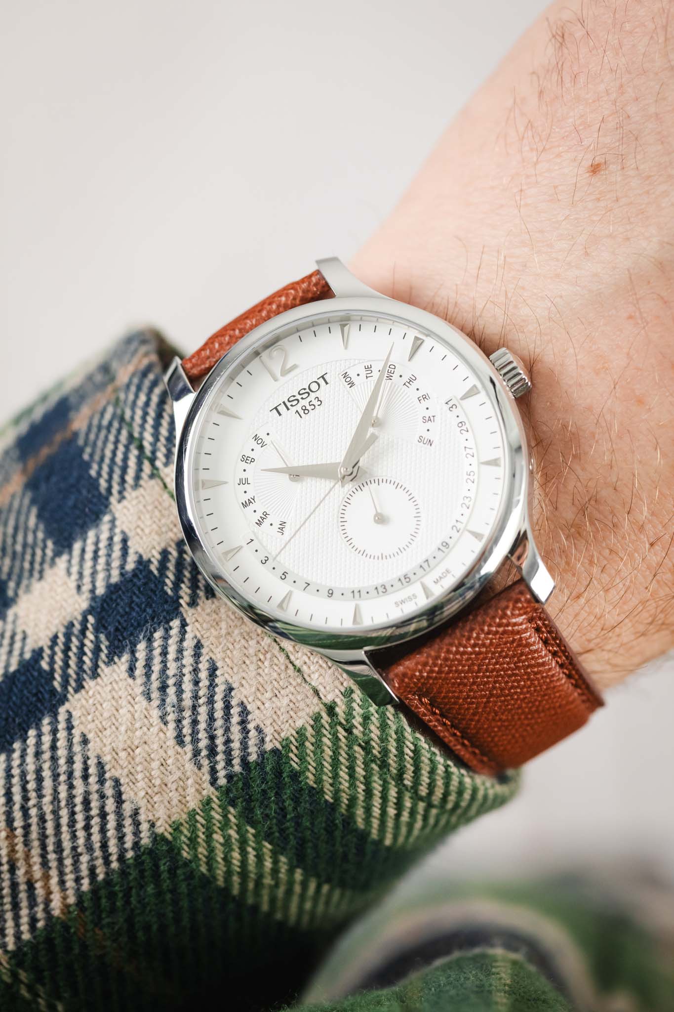 Classic Saffiano Leather Watch Strap in Cognac - Image 2