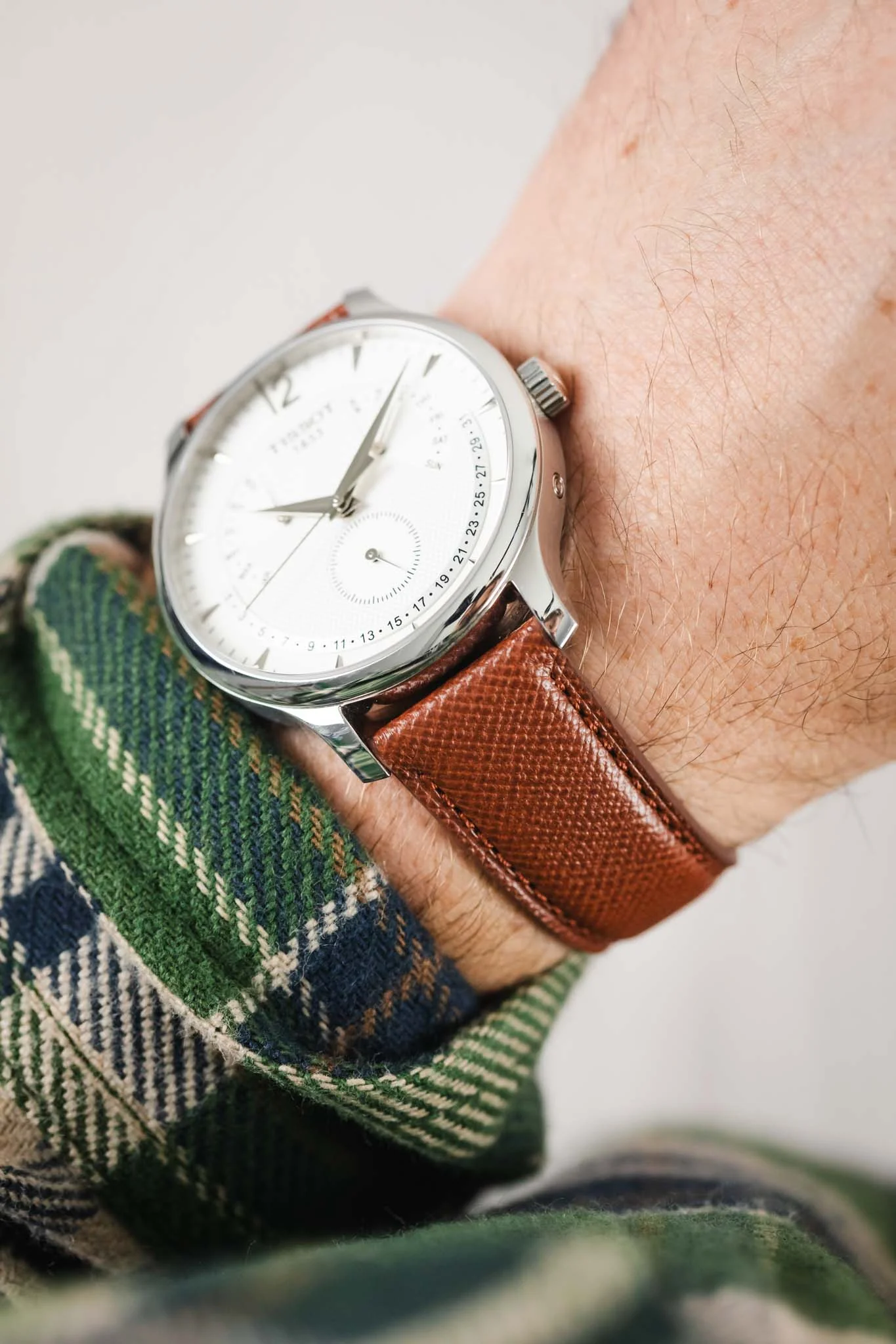 Classic Saffiano Leather Watch Strap in Cognac - Image 6