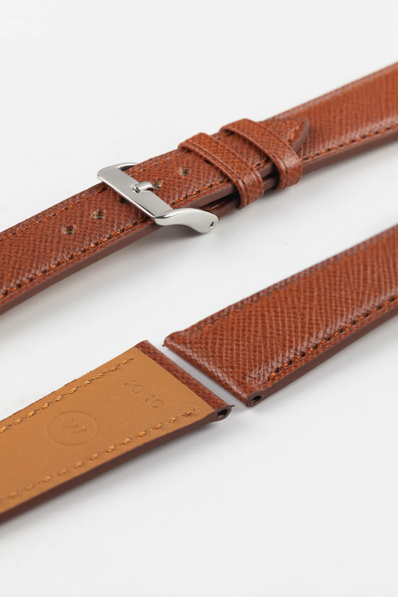 Classic Saffiano Leather Watch Strap in Cognac - Image 7