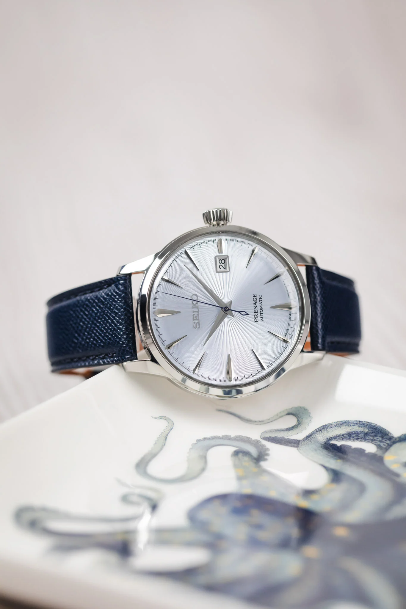 Classic Saffiano Leather Watch Strap in Marine Blue - Image 4