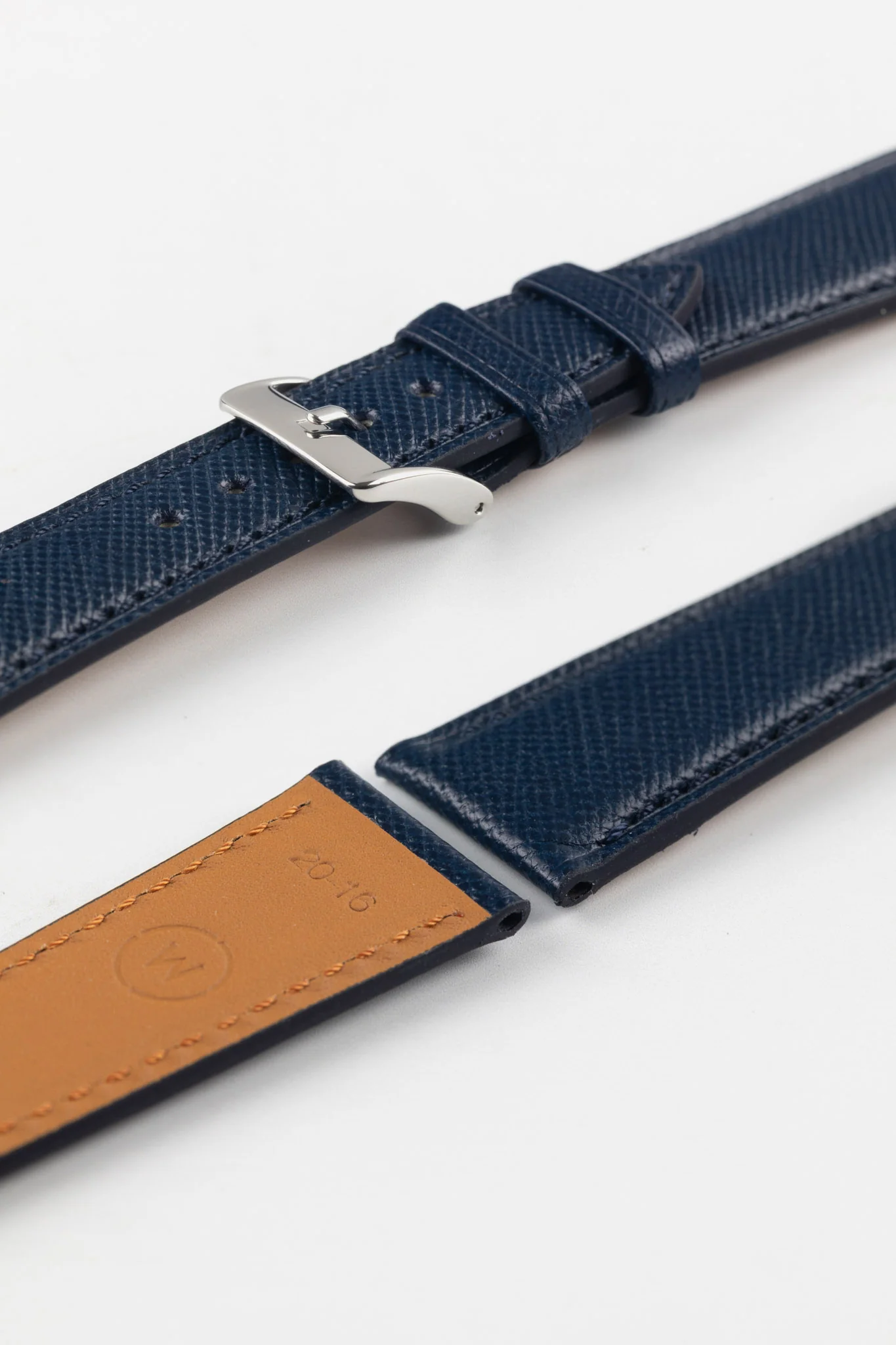 Classic Saffiano Leather Watch Strap in Marine Blue - Image 7