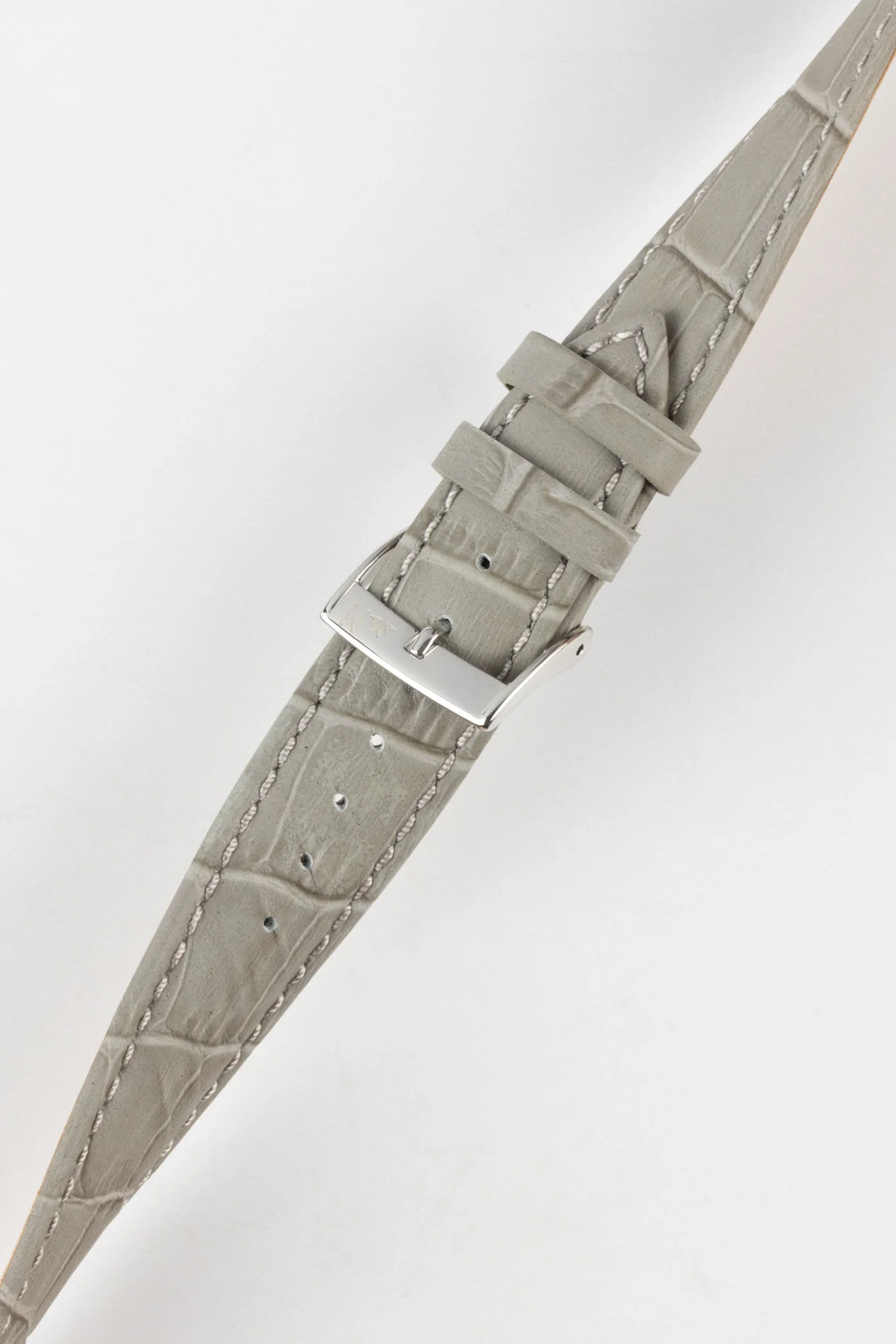 Morellato BOLLE Alligator-Embossed Calfskin Leather Watch Strap in LIGHT GREY - Image 5
