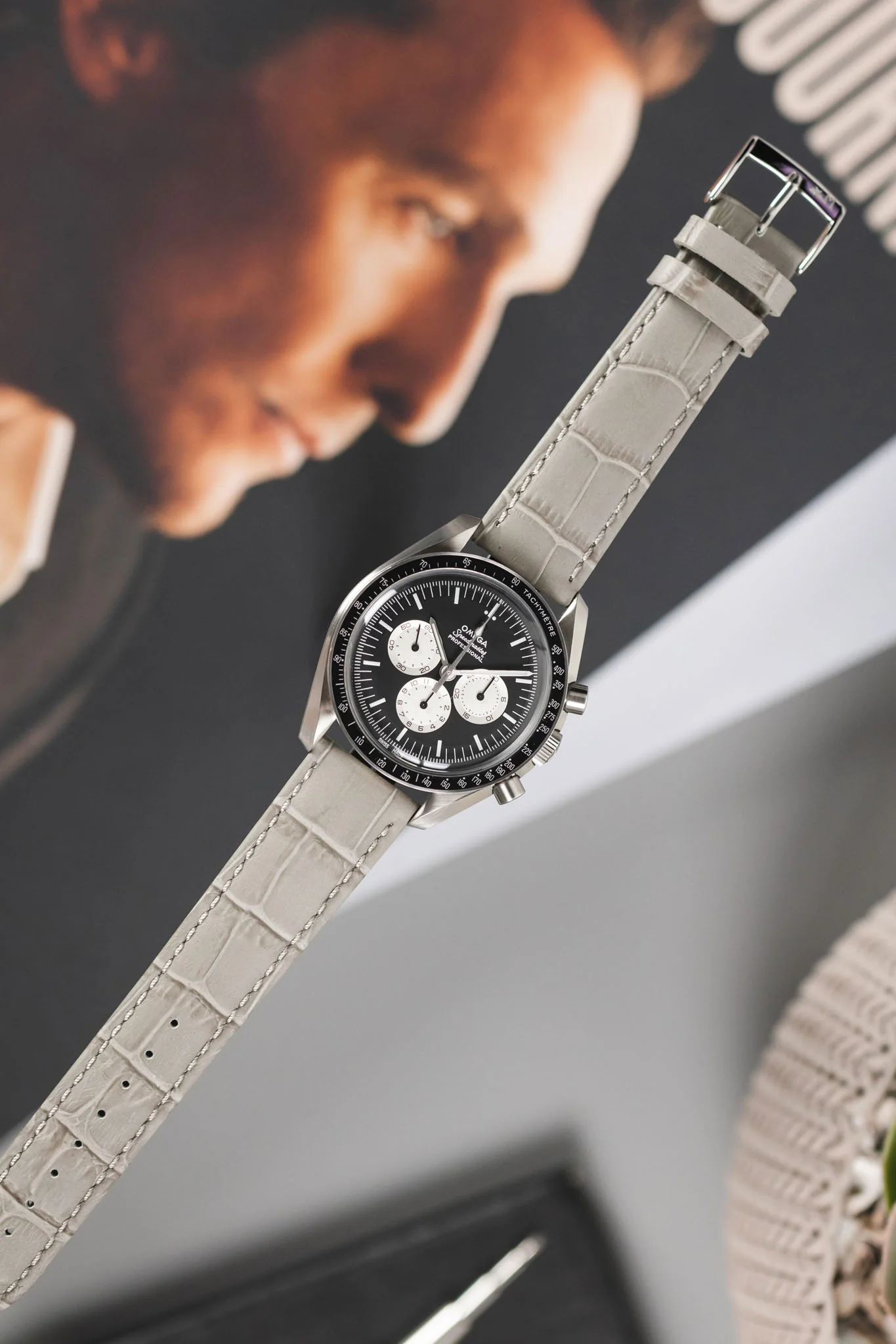Morellato BOLLE Alligator-Embossed Calfskin Leather Watch Strap in LIGHT GREY - Image 8
