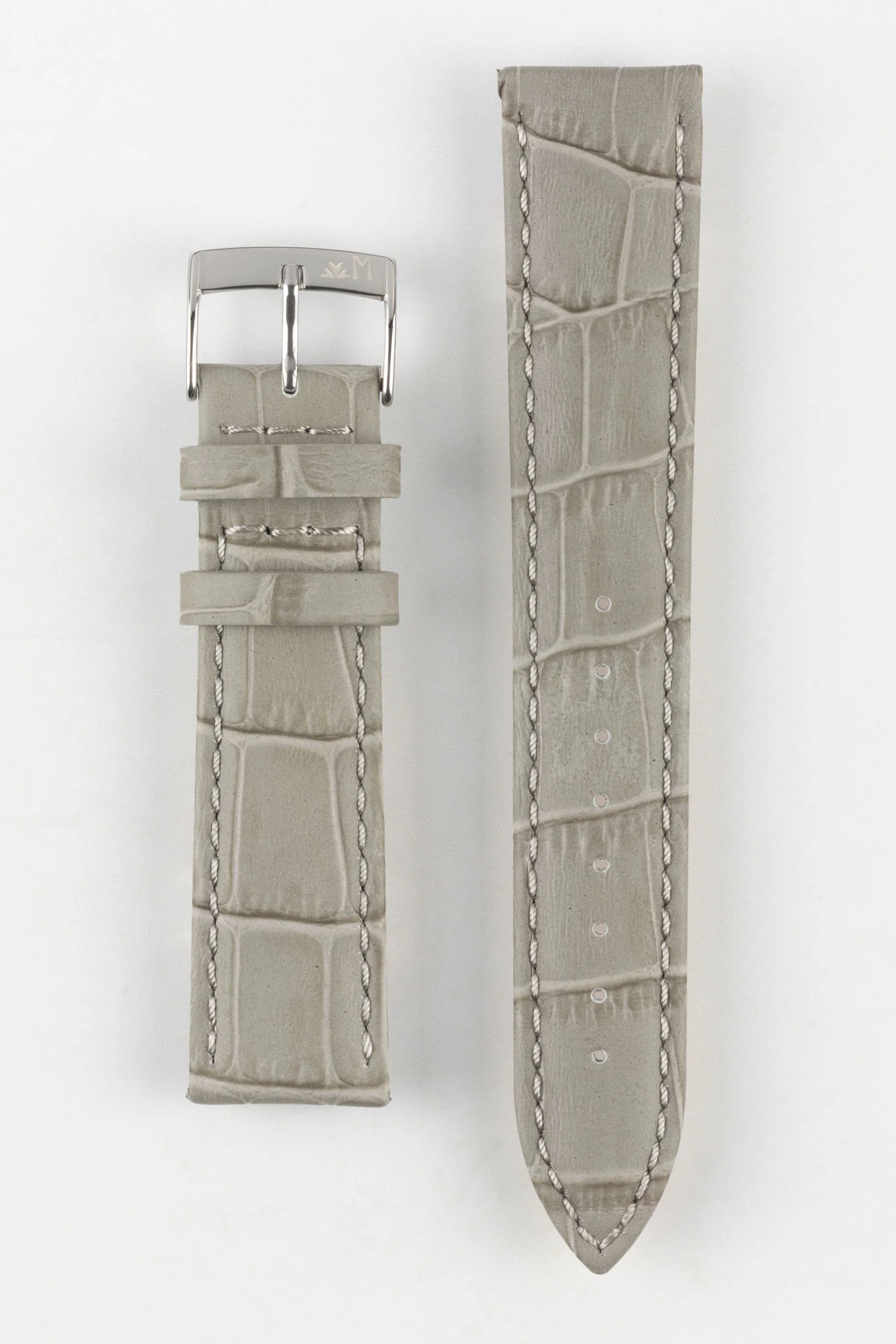 Morellato BOLLE Alligator-Embossed Calfskin Leather Watch Strap in LIGHT GREY - Image 9