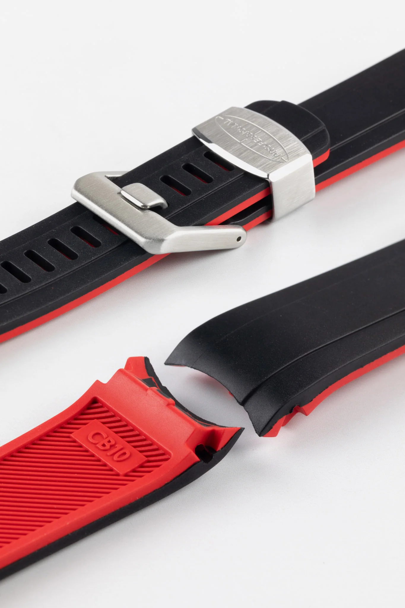 CRAFTER BLUE CB10 Rubber Watch Strap for Seiko 5 Sports Series – BLACK & RED with Rubber & Steel Keepers - Image 5