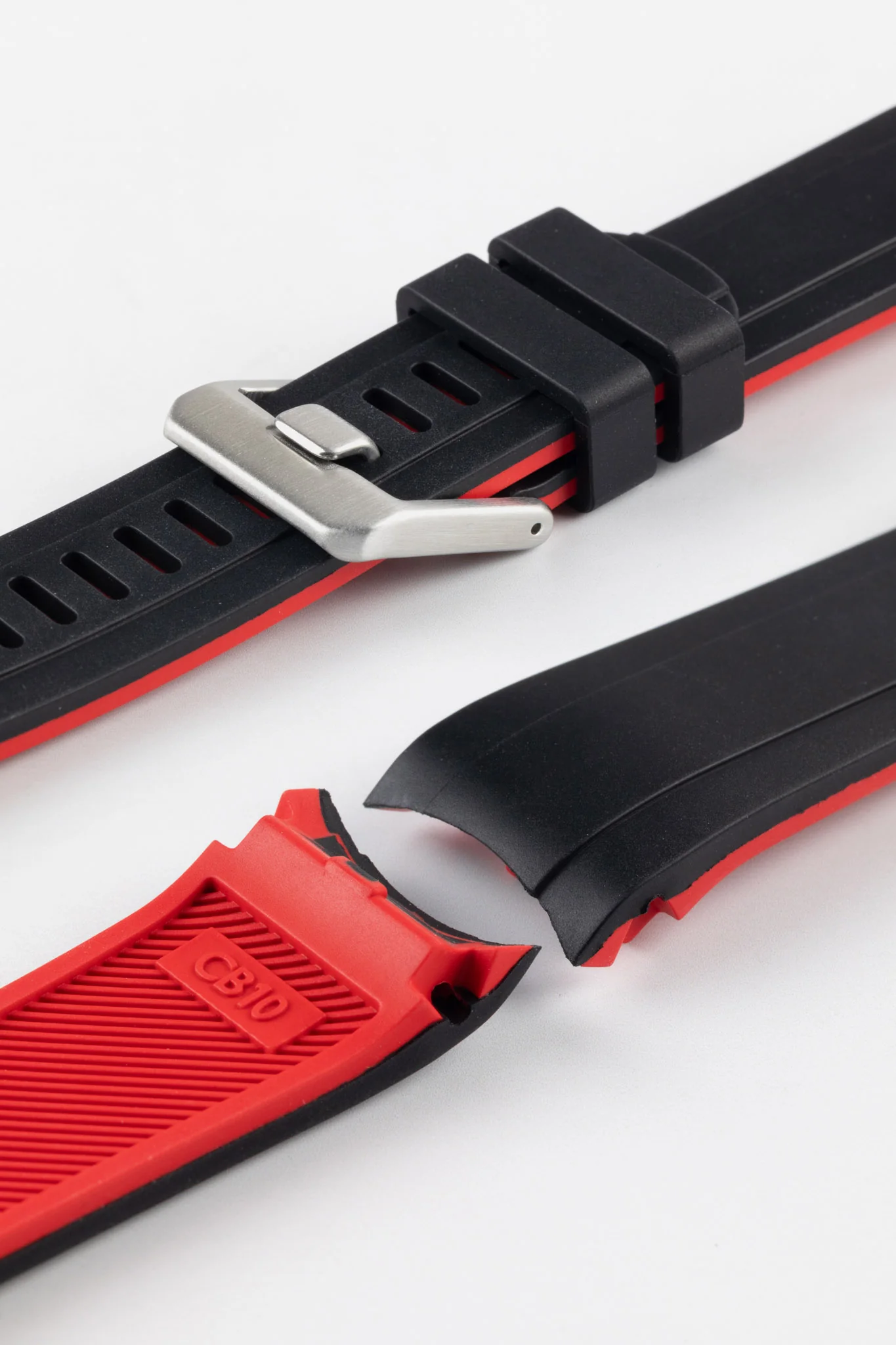 CRAFTER BLUE CB10 Rubber Watch Strap for Seiko 5 Sports Series – BLACK & RED with Rubber & Steel Keepers - Image 6