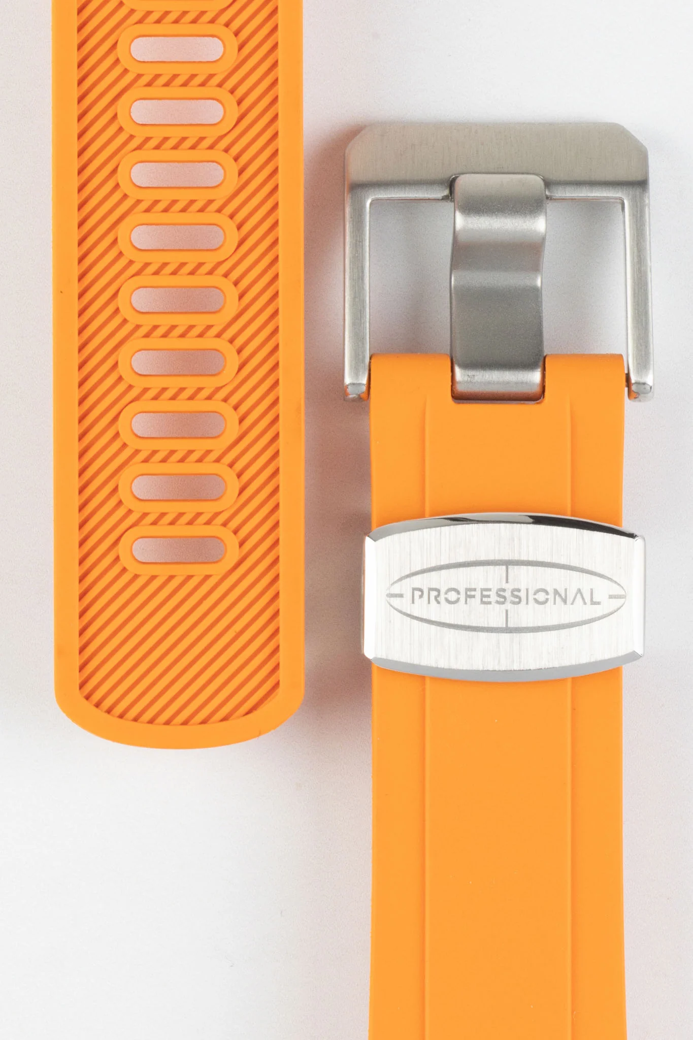 CRAFTER BLUE CB10 Rubber Watch Strap for Seiko 5 Sports Series – ORANGE with Rubber & Steel Keepers - Image 2