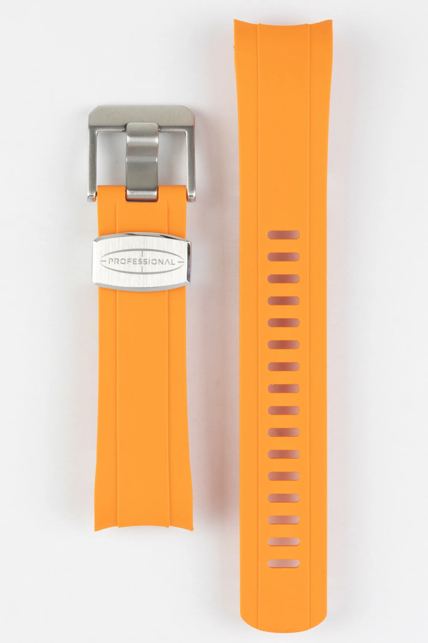 CRAFTER BLUE CB10 Rubber Watch Strap for Seiko 5 Sports Series – ORANGE with Rubber & Steel Keepers - Image 6