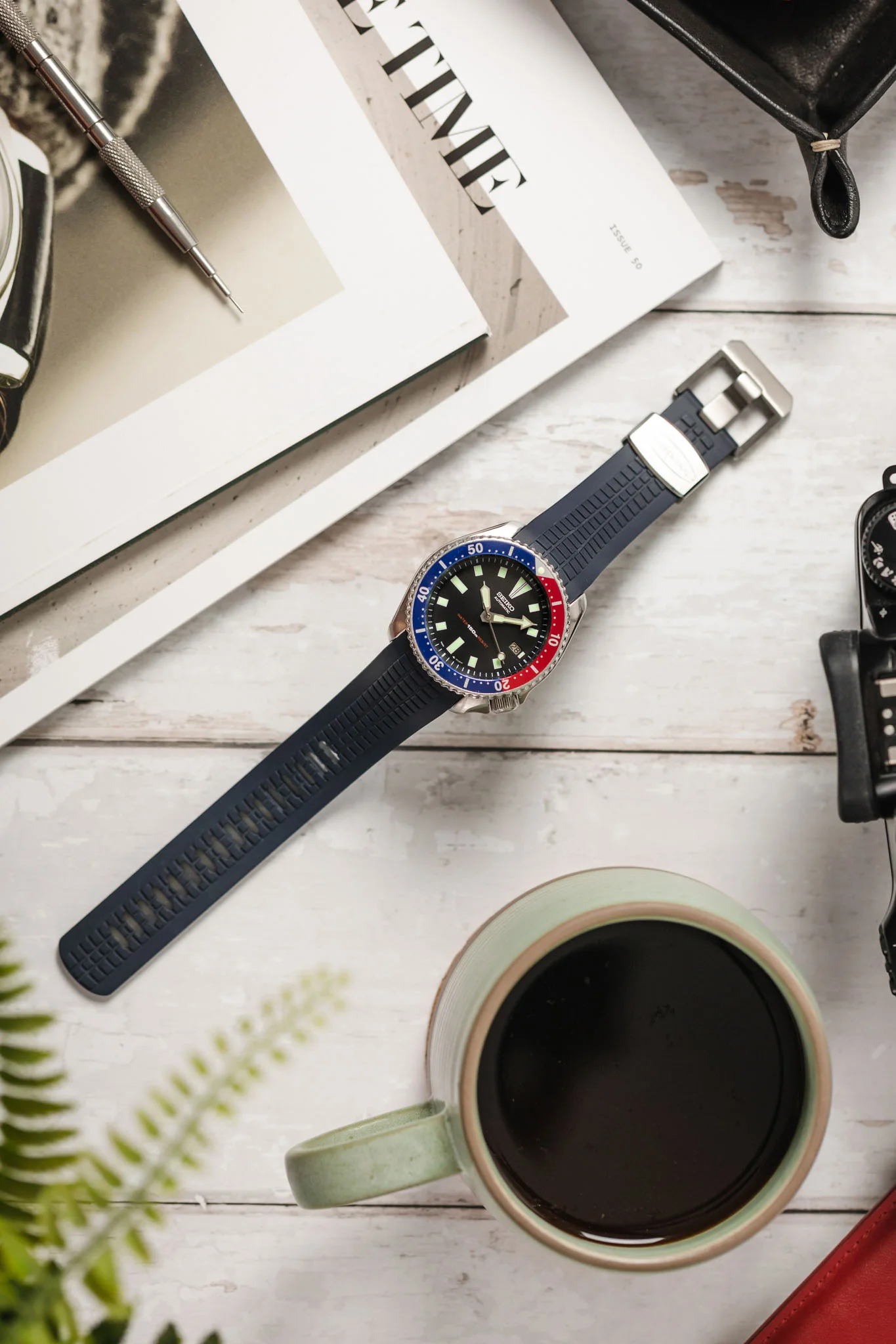 CRAFTER BLUE CB11 'Aquanaut' Rubber Watch Strap for Seiko SKX Series – DARK BLUE - Image 4