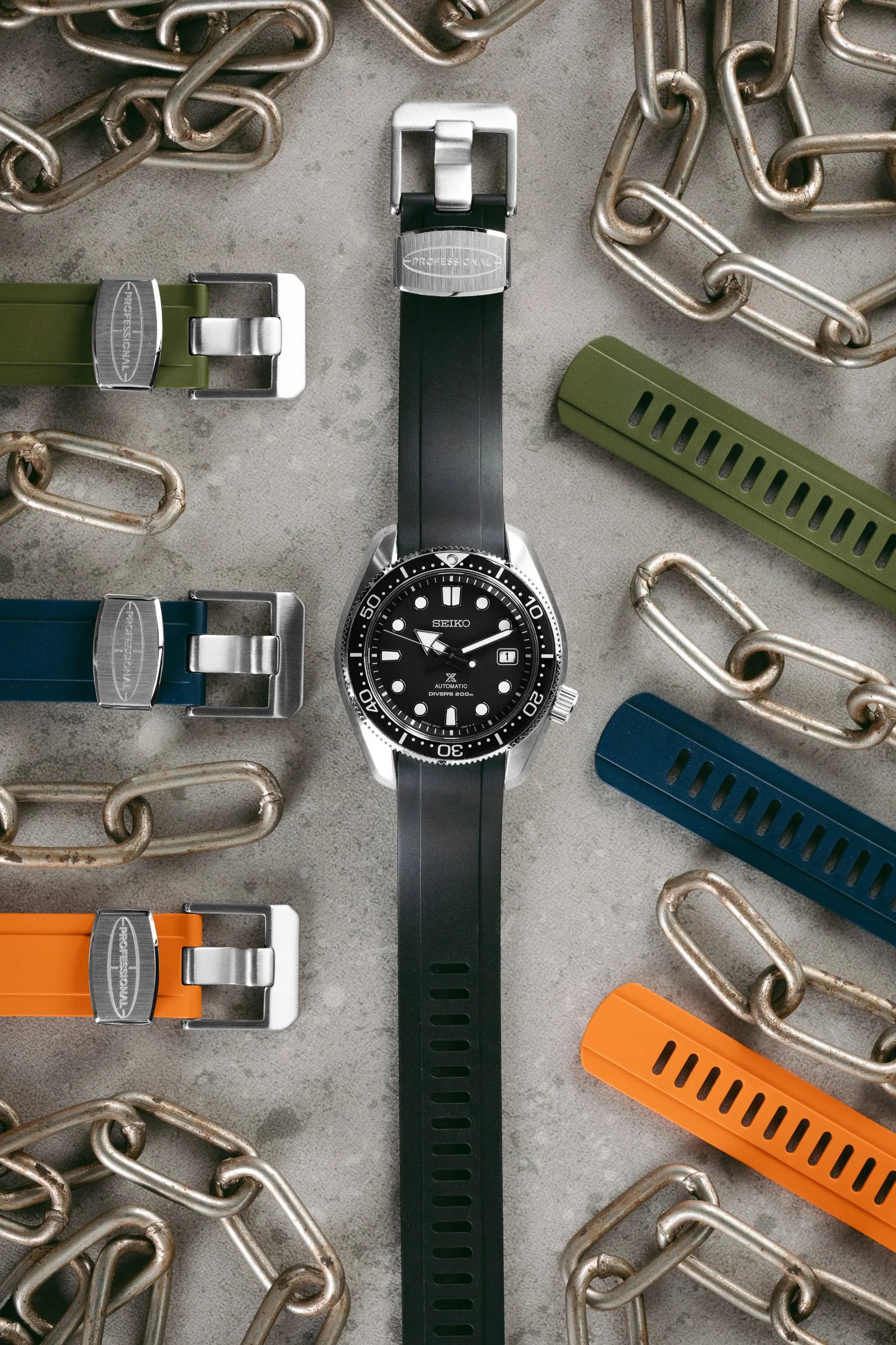 CRAFTER BLUE CB13 Rubber Watch Strap for Seiko Mini Turtle Series – BLACK with Rubber Keepers - Image 2