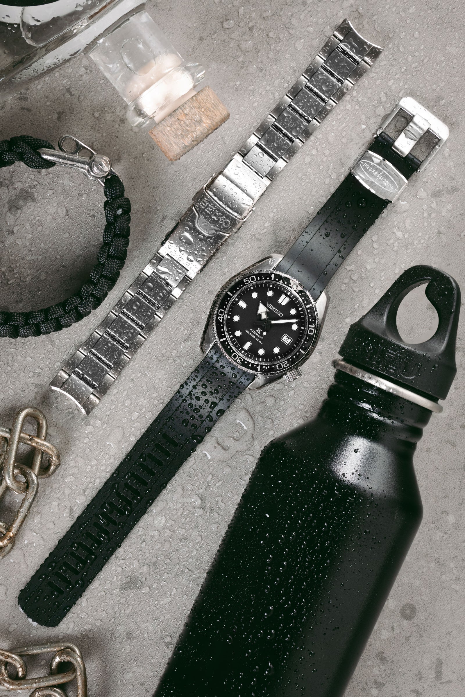 CRAFTER BLUE CB13 Rubber Watch Strap for Seiko MM200 Series – BLACK with Rubber Keepers - Image 2