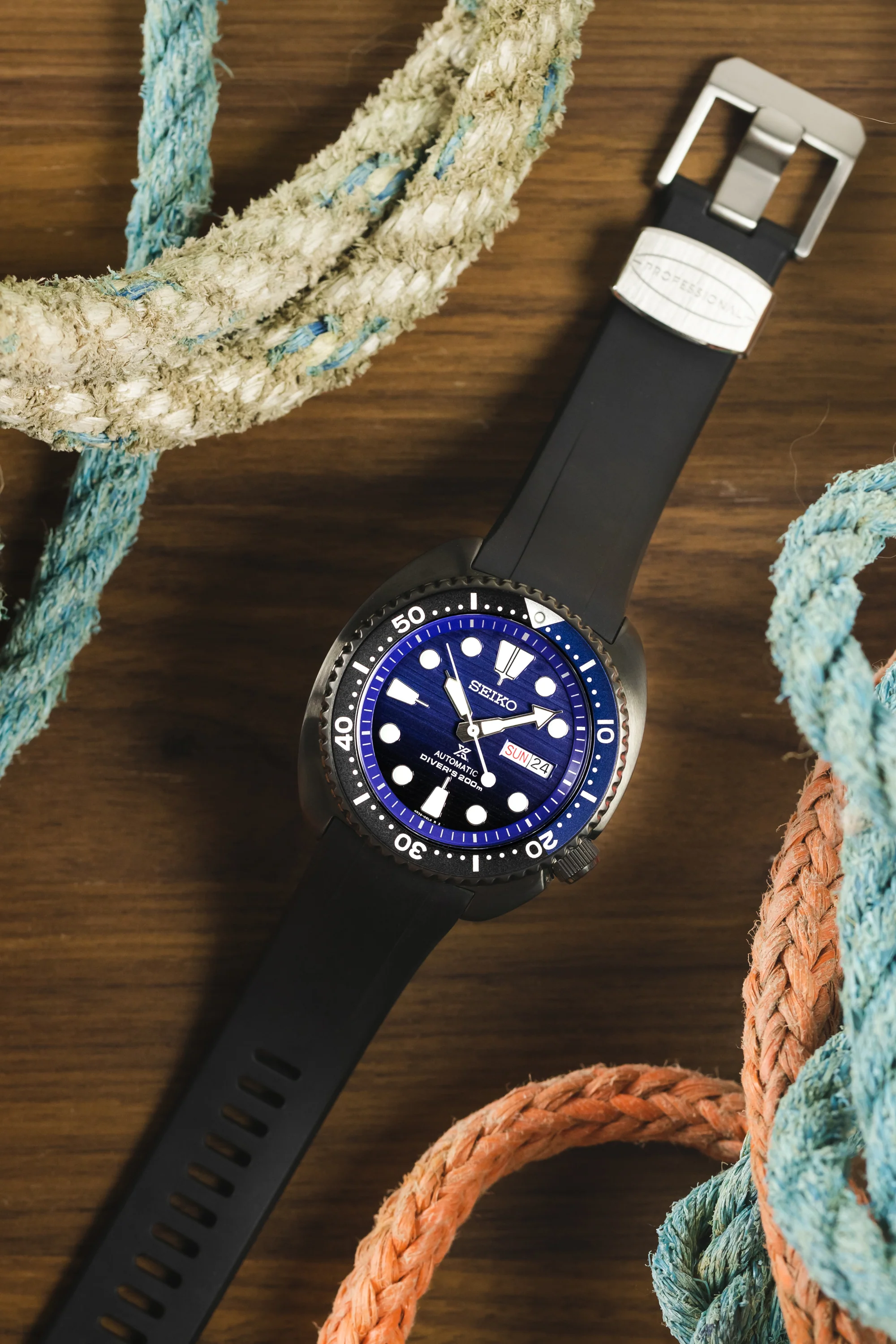 CRAFTER BLUE CB08 Rubber Watch Strap for Seiko "New" Turtle Series – BLACK - Image 2