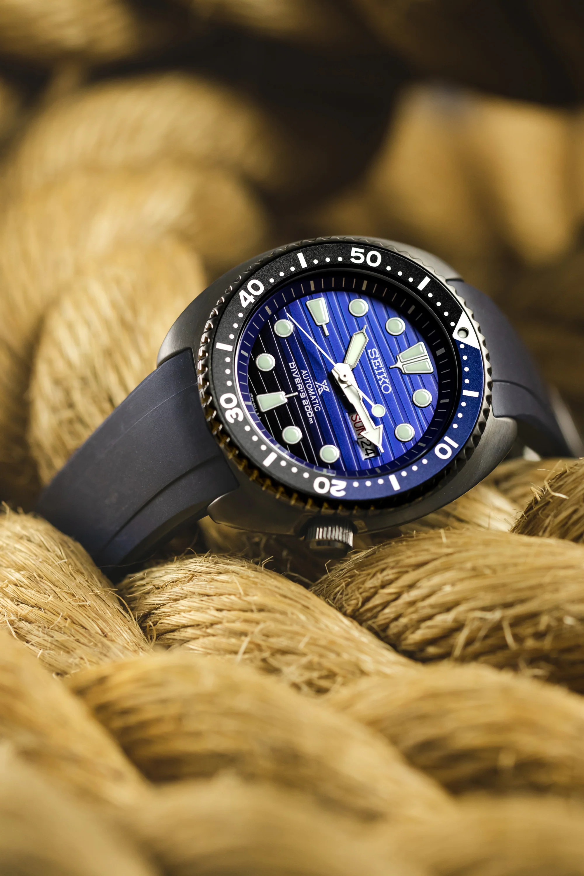 CRAFTER BLUE CB08 Rubber Watch Strap for Seiko "New" Turtle Series – NAVY BLUE - Image 2