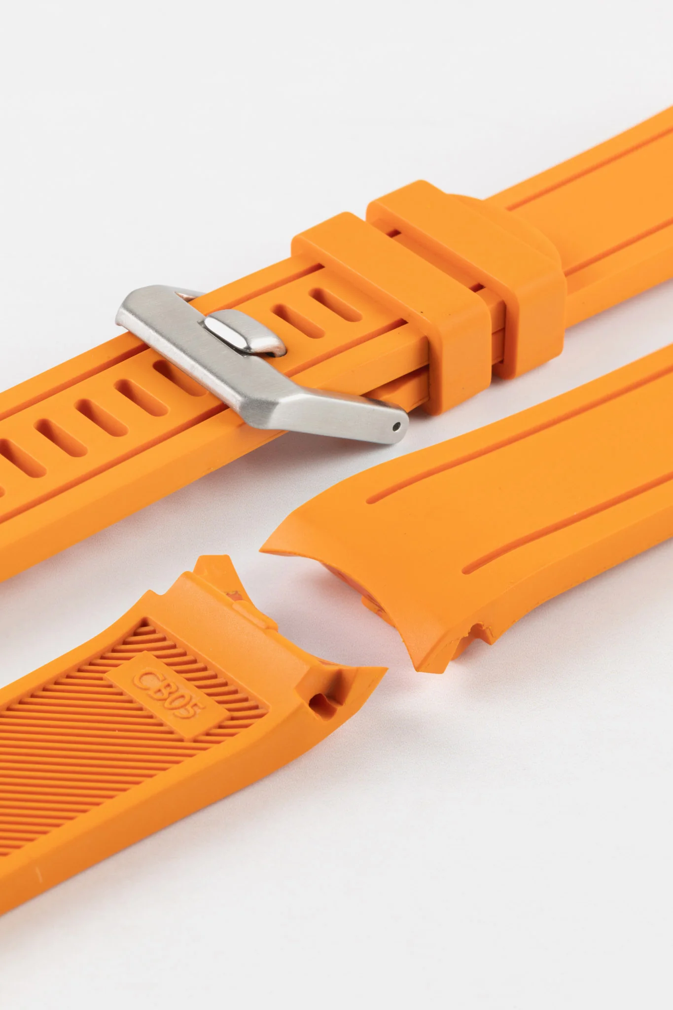 CRAFTER BLUE CB05 Rubber Watch Strap for Seiko SKX Series – ORANGE with Steel Keeper - Image 8