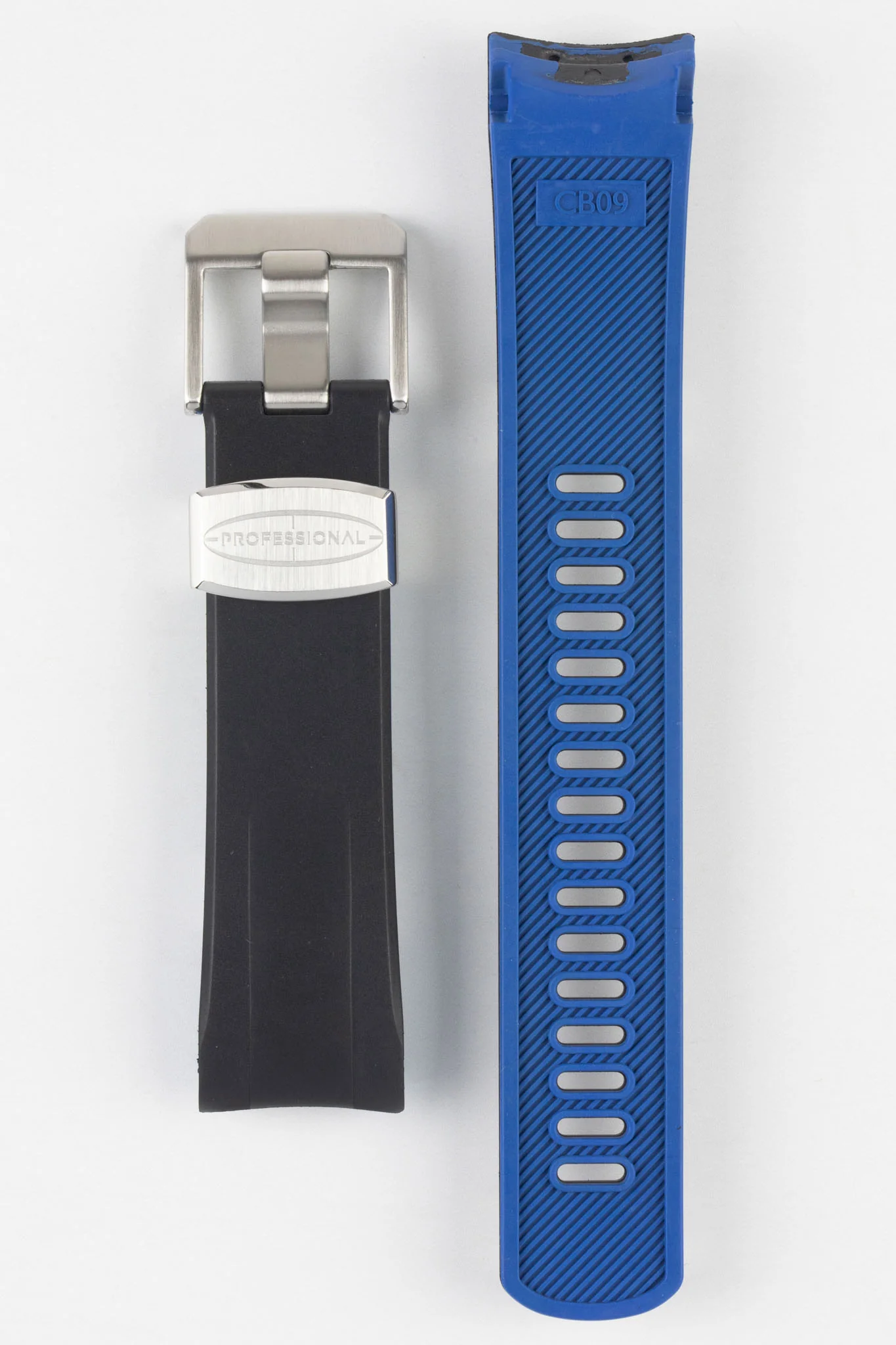 CRAFTER BLUE CB09 Rubber Watch Strap for Seiko "New" Samurai Series – BLACK & BLUE - Image 8