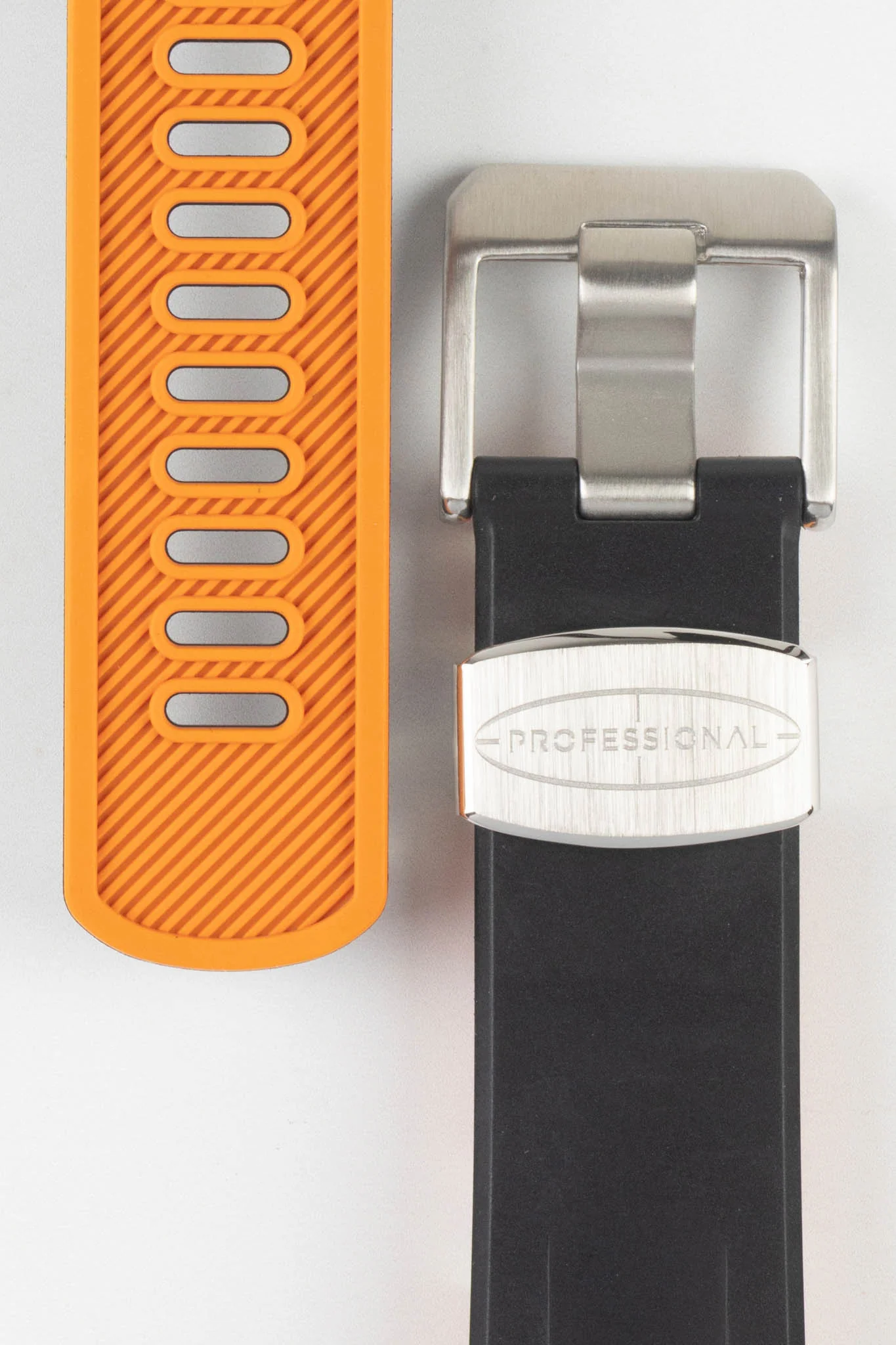 CRAFTER BLUE CB09 Rubber Watch Strap for Seiko "New" Samurai Series – BLACK & ORANGE - Image 4