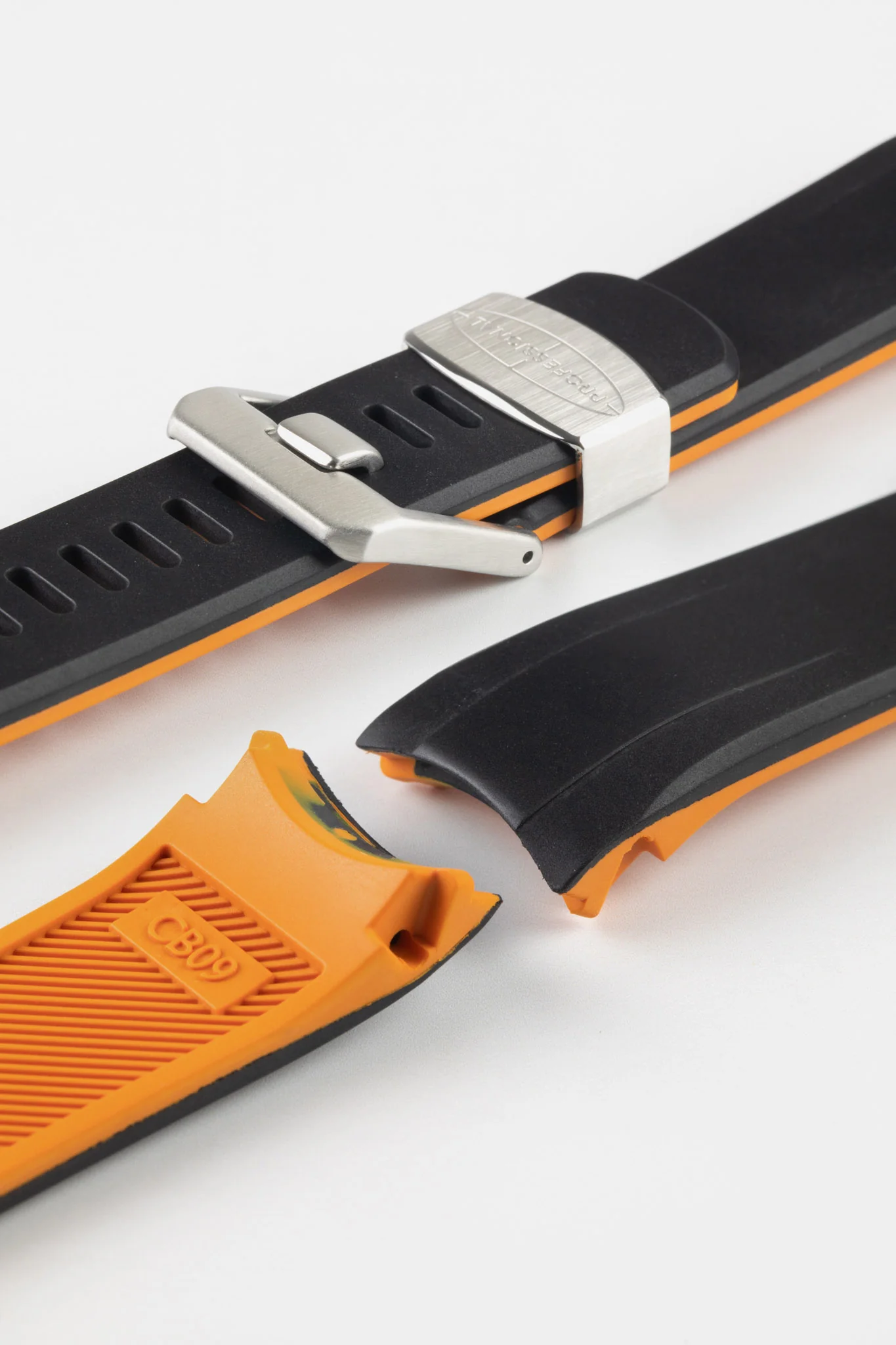 CRAFTER BLUE CB09 Rubber Watch Strap for Seiko "New" Samurai Series – BLACK & ORANGE - Image 6