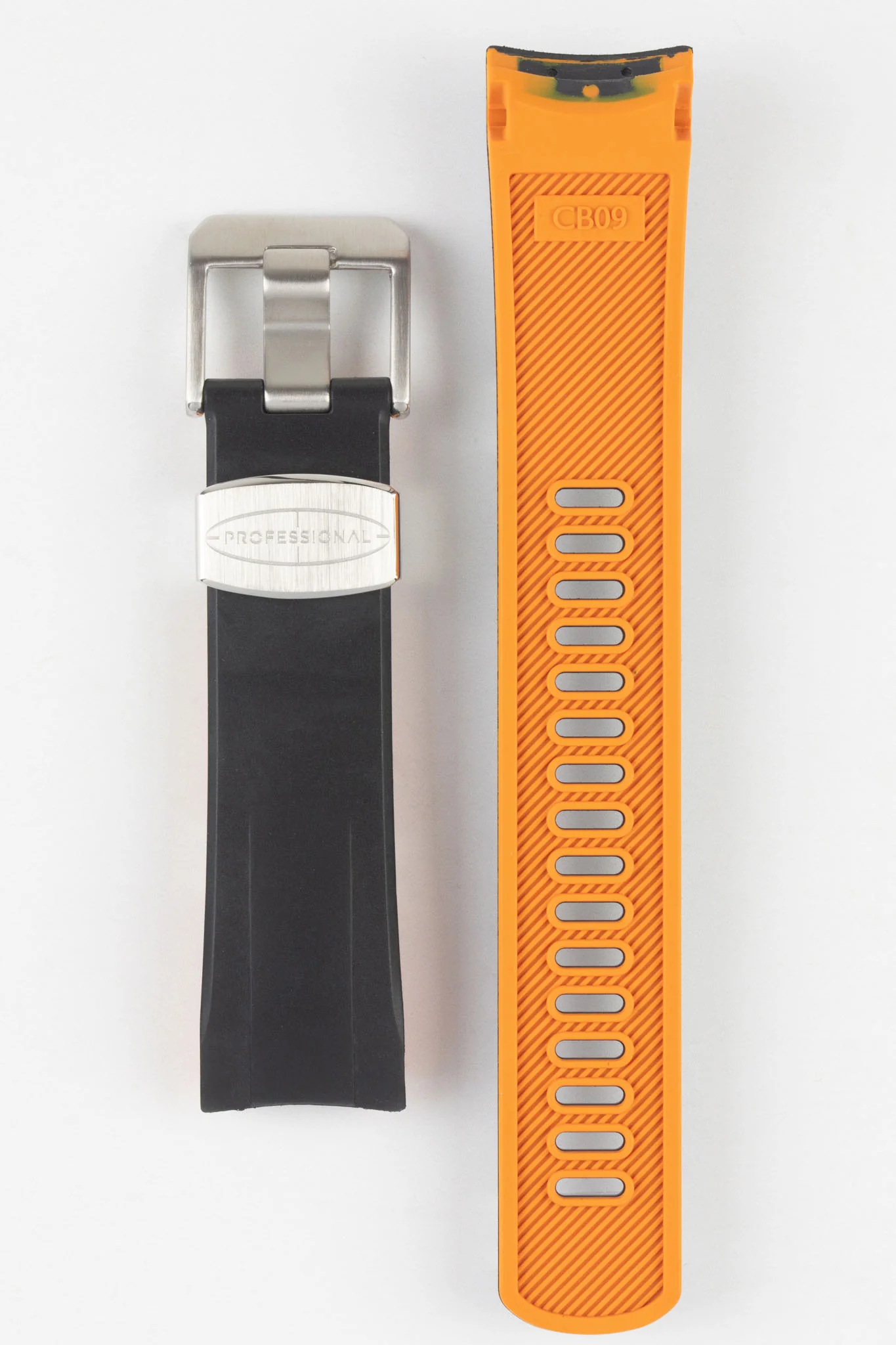 CRAFTER BLUE CB09 Rubber Watch Strap for Seiko "New" Samurai Series – BLACK & ORANGE - Image 7