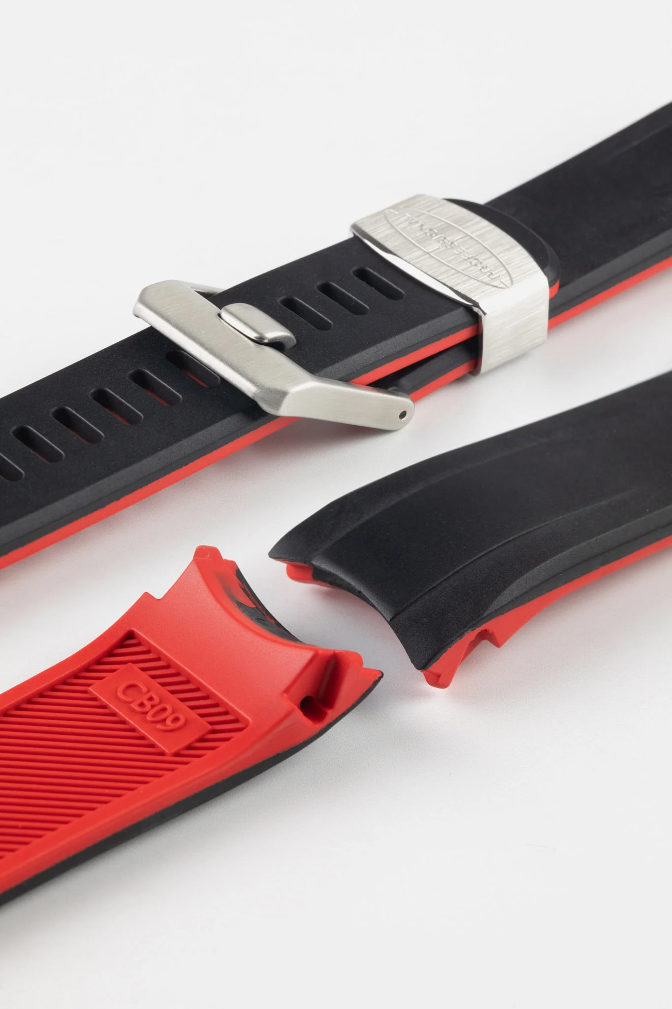 CRAFTER BLUE CB09 Rubber Watch Strap for Seiko "New" Samurai Series – BLACK & RED - Image 6