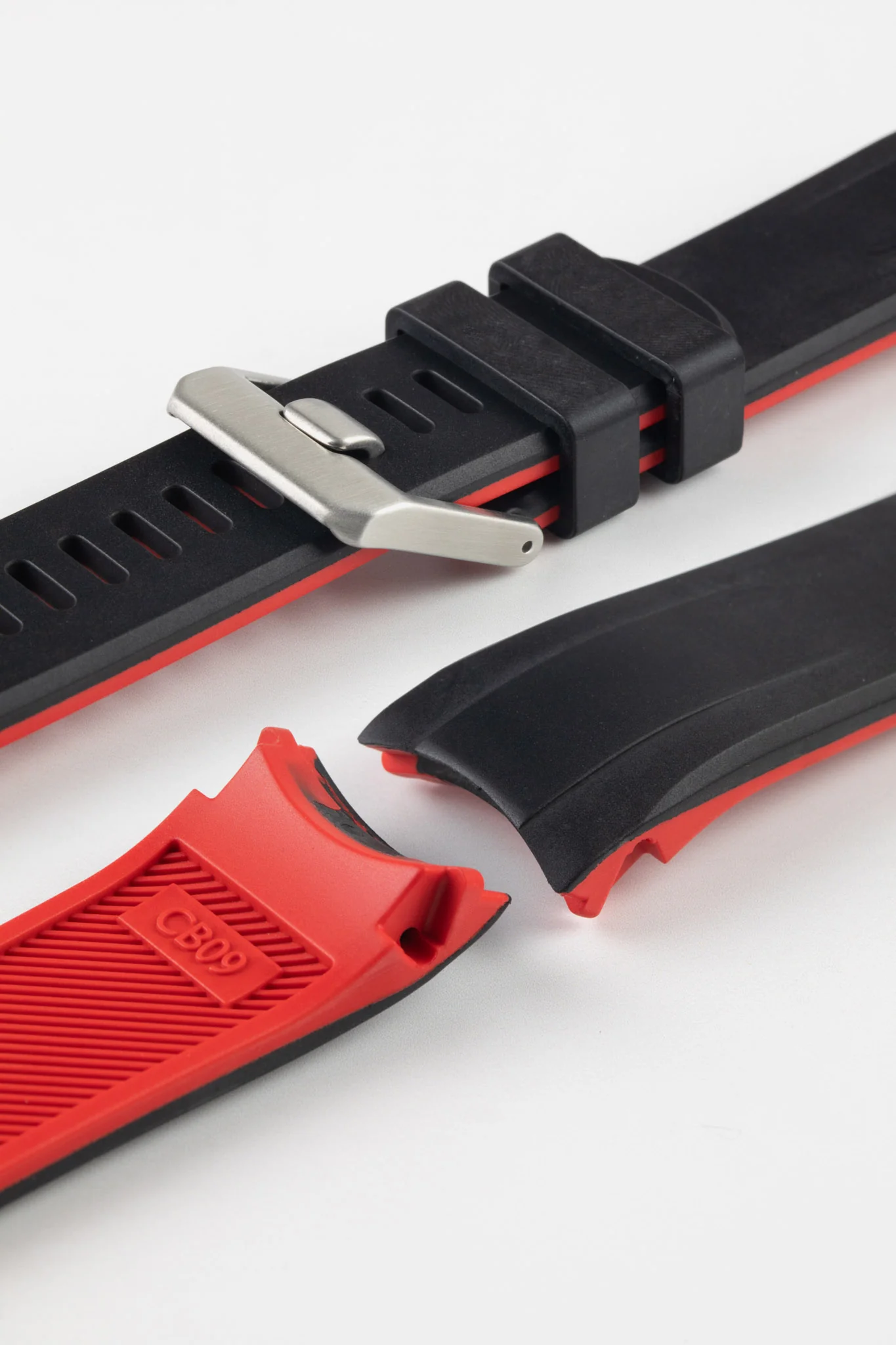 CRAFTER BLUE CB09 Rubber Watch Strap for Seiko "New" Samurai Series – BLACK & RED - Image 7
