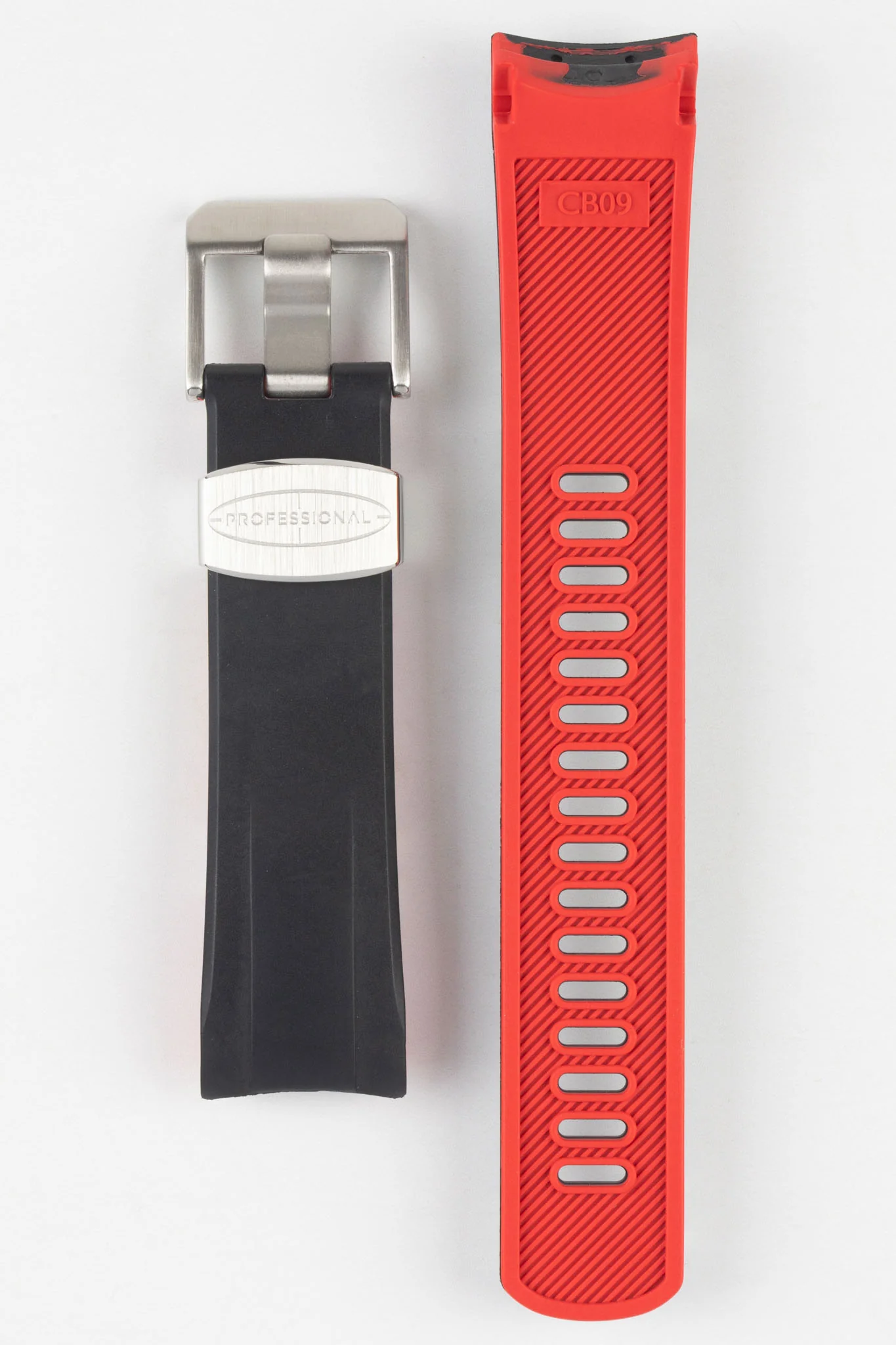 CRAFTER BLUE CB09 Rubber Watch Strap for Seiko "New" Samurai Series – BLACK & RED - Image 8
