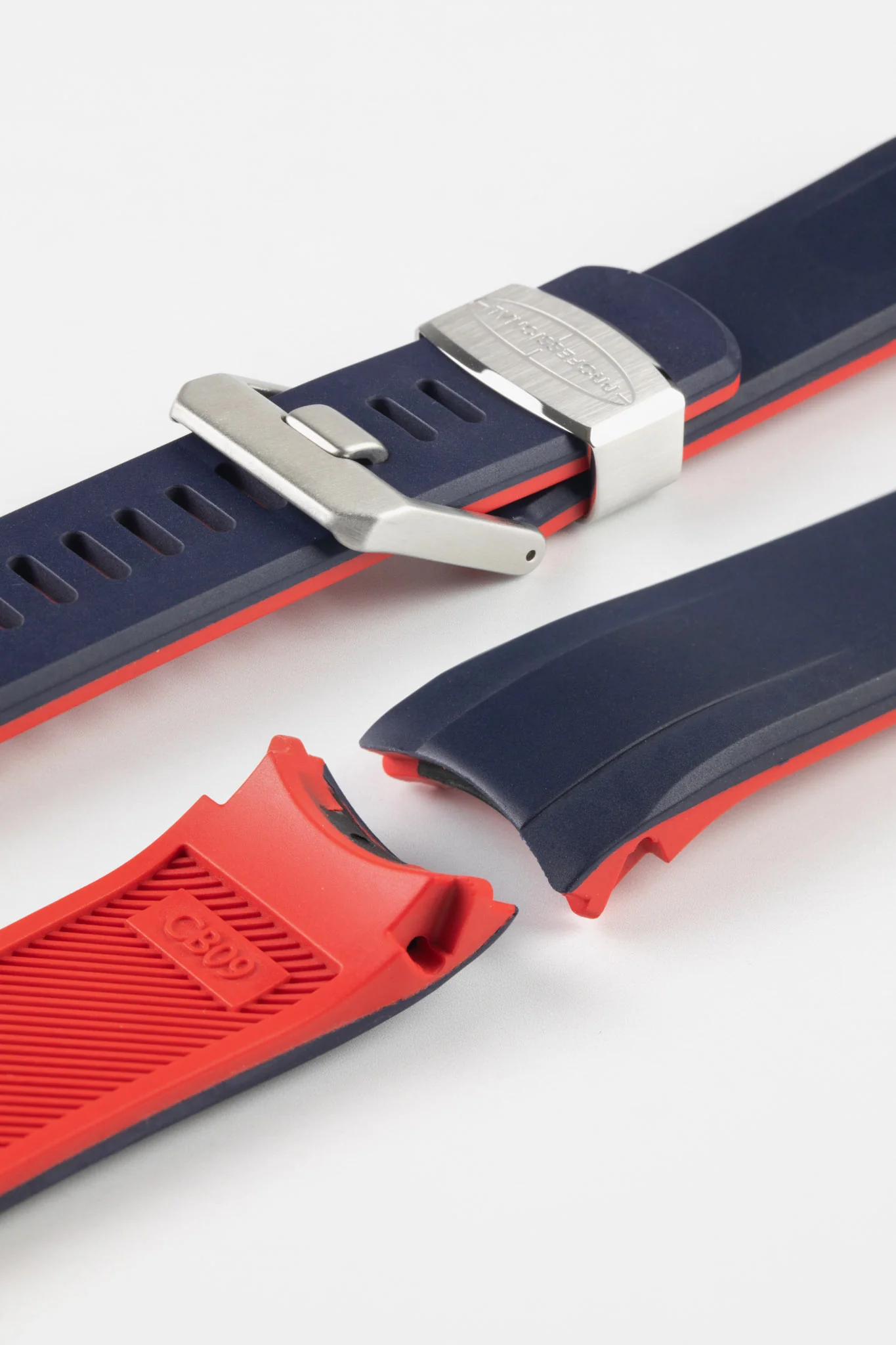 CRAFTER BLUE CB09 Rubber Watch Strap for Seiko "New" Samurai Series – NAVY & RED - Image 6