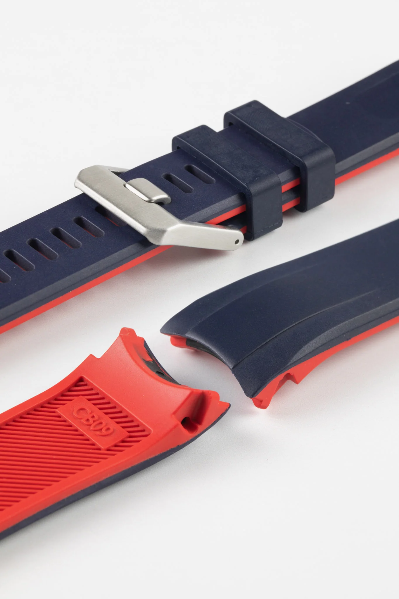 CRAFTER BLUE CB09 Rubber Watch Strap for Seiko "New" Samurai Series – NAVY & RED - Image 7