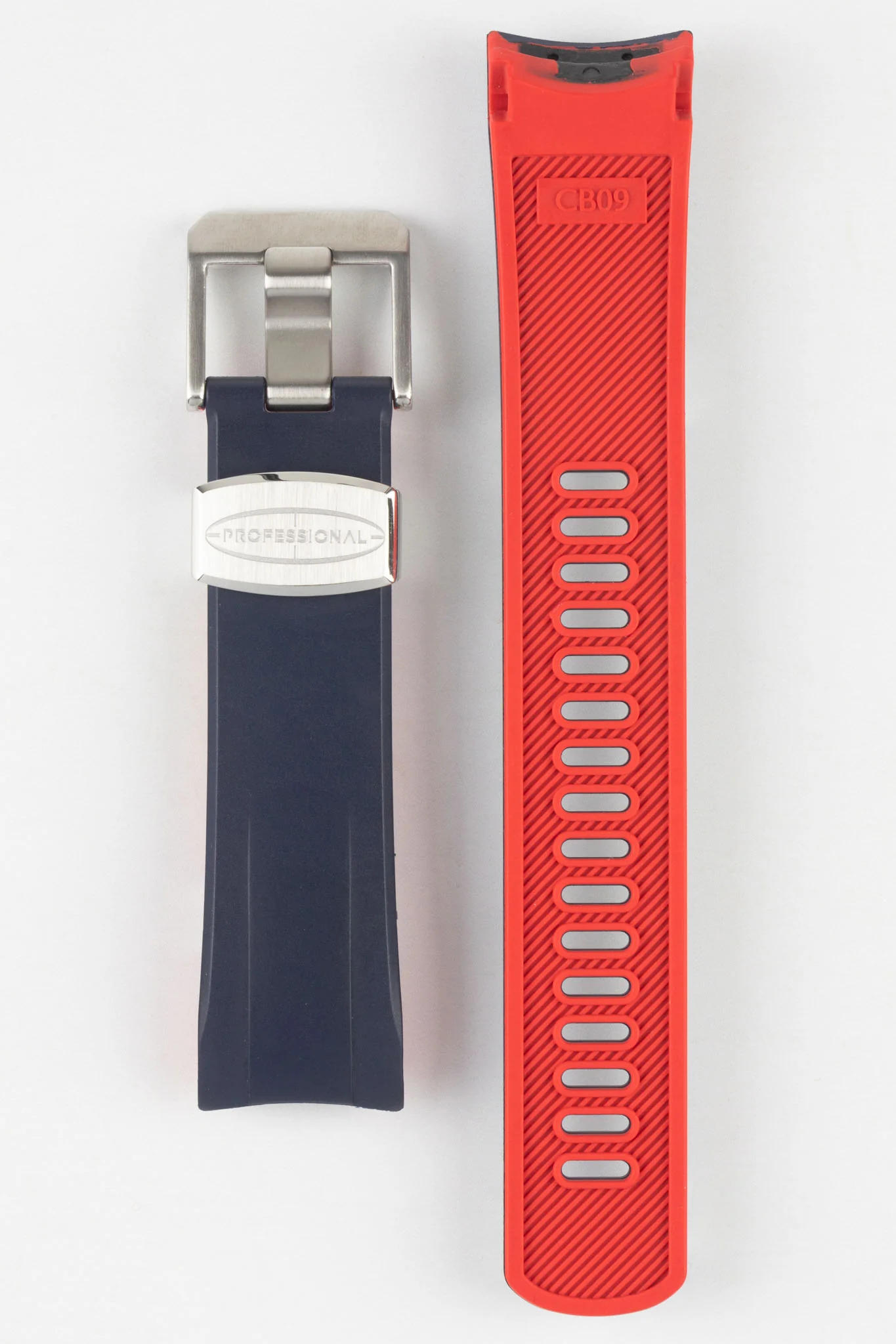 CRAFTER BLUE CB09 Rubber Watch Strap for Seiko "New" Samurai Series – NAVY & RED - Image 8