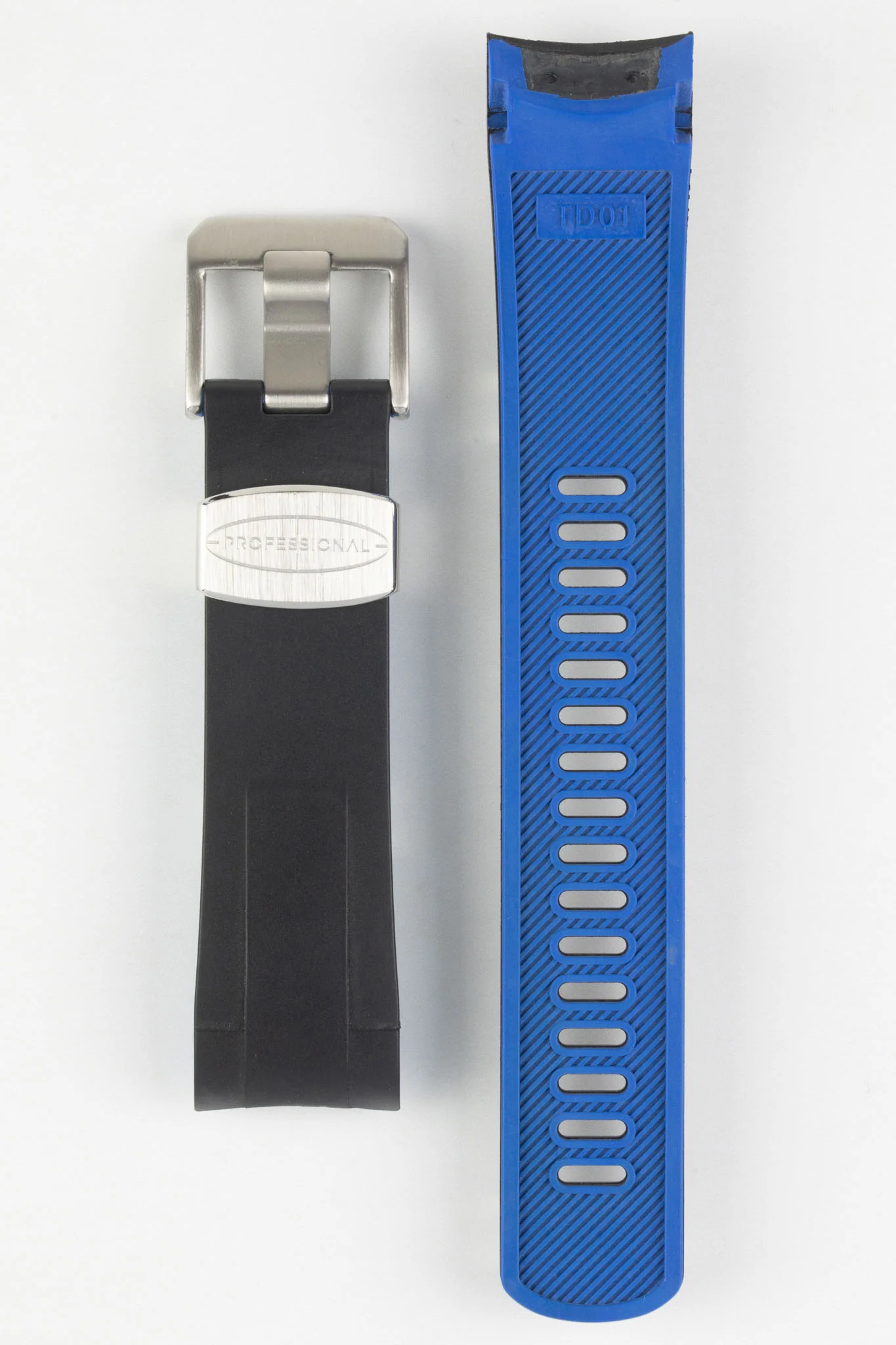 CRAFTER BLUE TD01 Rubber Watch Strap for Tudor Black Bay Series – BLACK & BLUE - Image 7