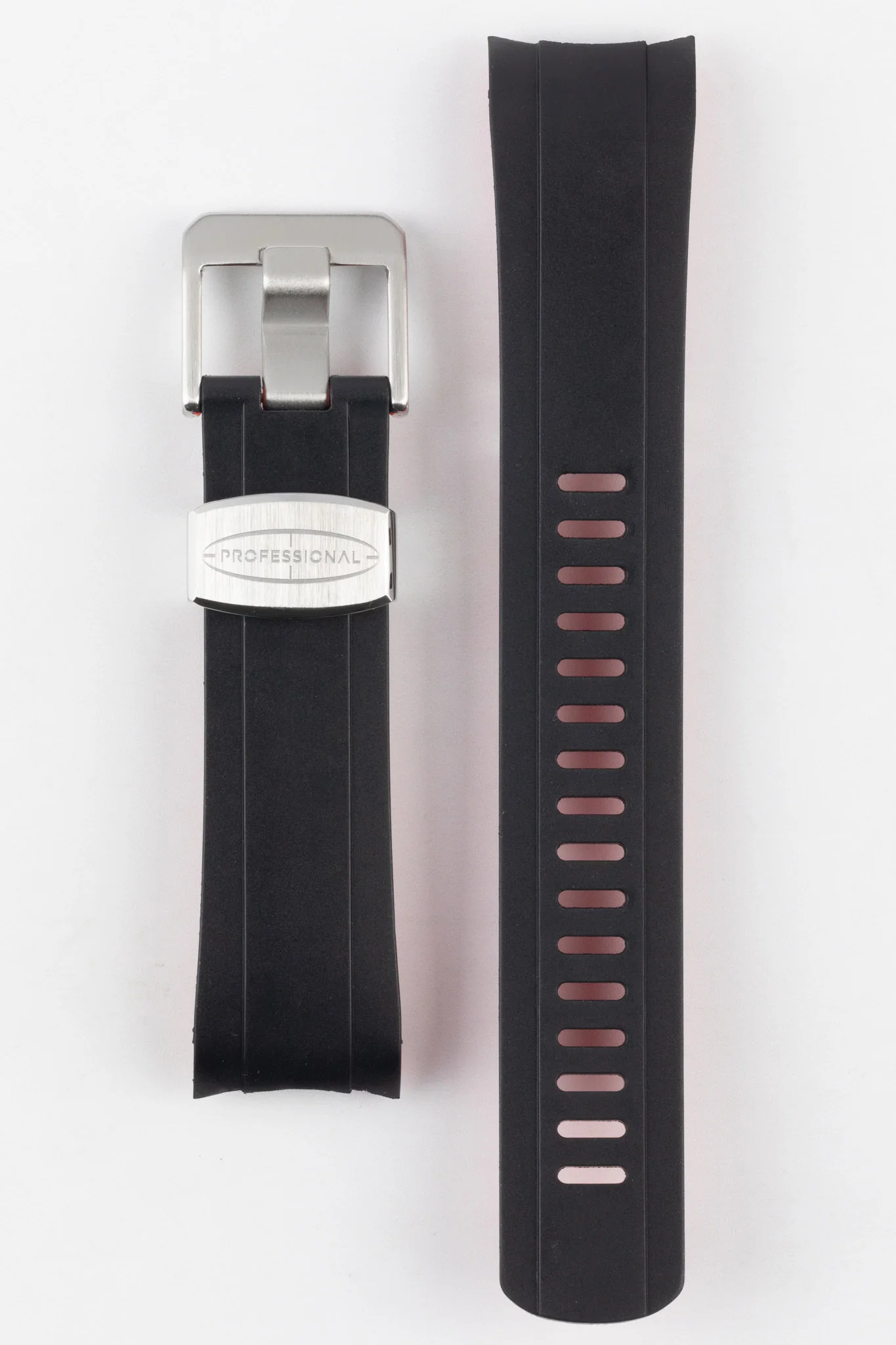 CRAFTER BLUE CB10 Rubber Watch Strap for Seiko SKX Series – BLACK & RED with Rubber & Steel Keepers - Image 2