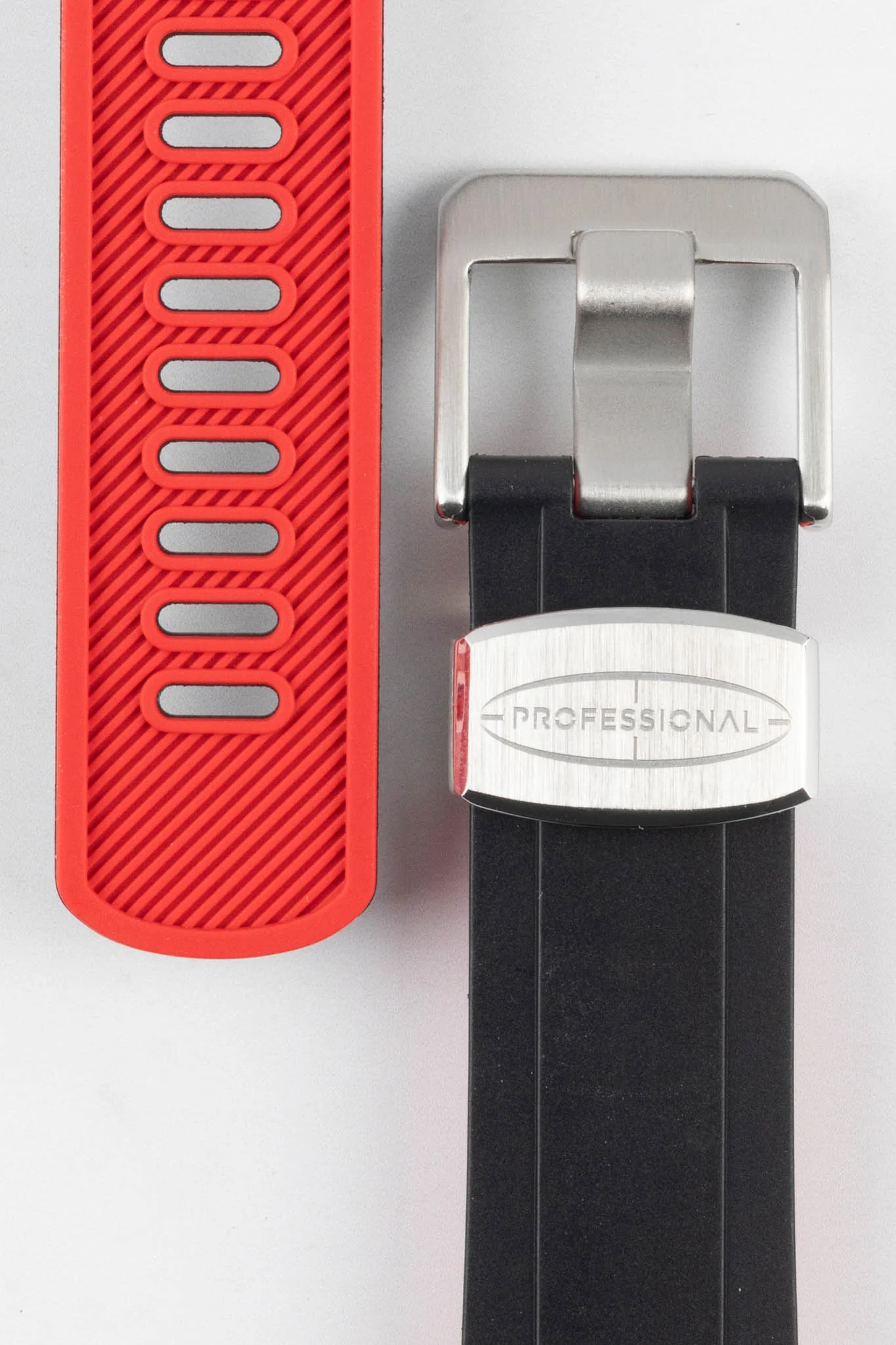 CRAFTER BLUE CB10 Rubber Watch Strap for Seiko SKX Series – BLACK & RED with Rubber & Steel Keepers - Image 3