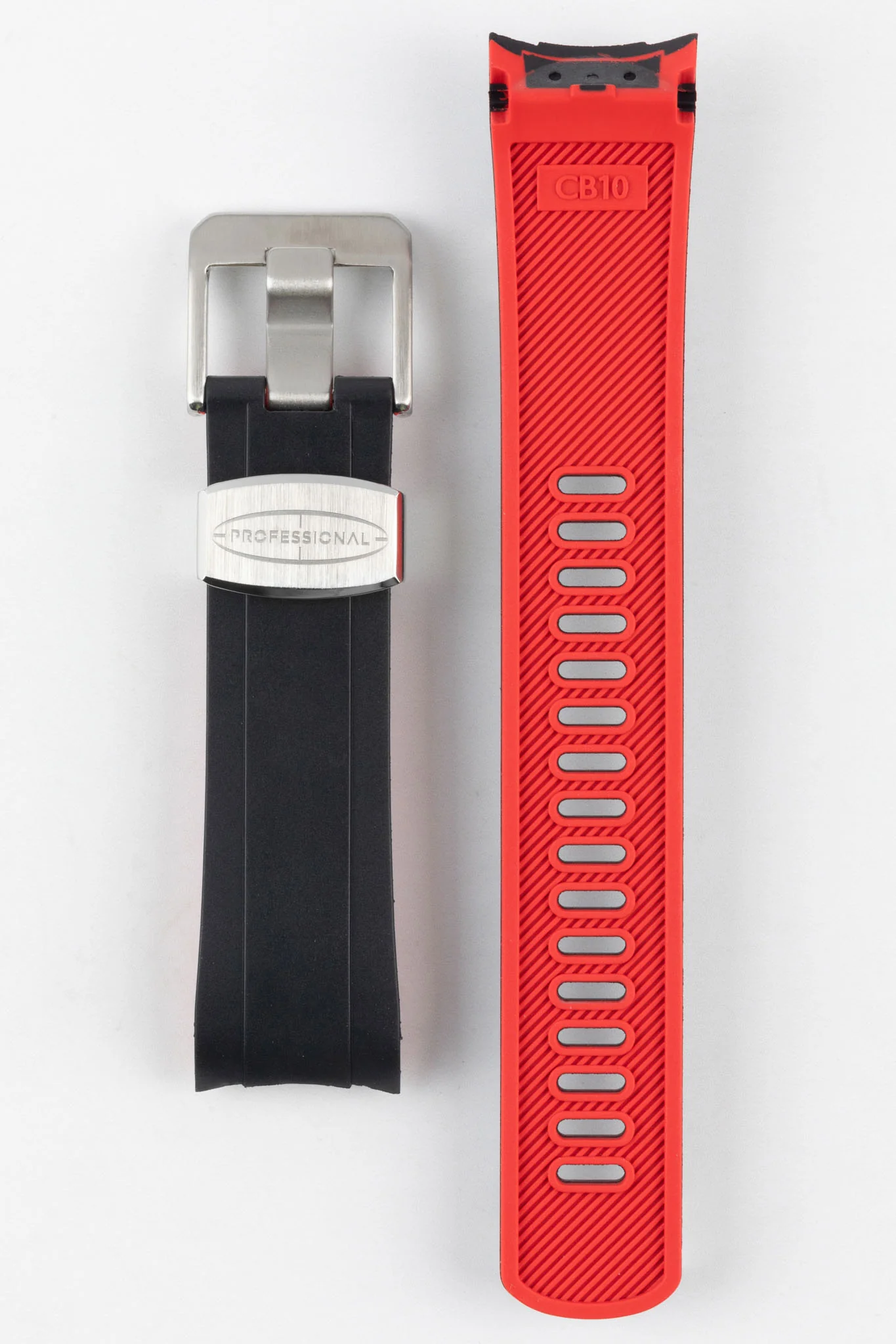 CRAFTER BLUE CB10 Rubber Watch Strap for Seiko SKX Series – BLACK & RED with Rubber & Steel Keepers - Image 7