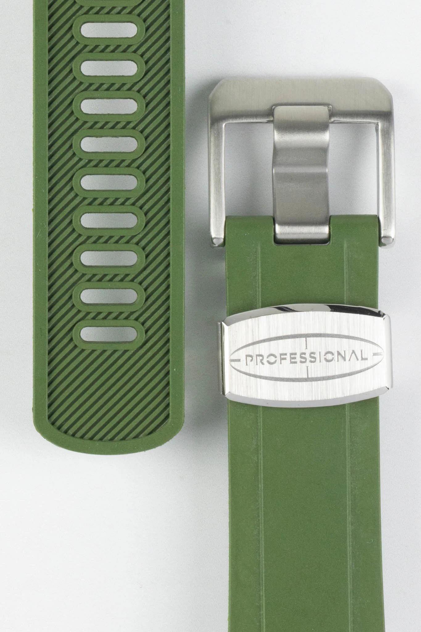 CRAFTER BLUE CB10 Rubber Watch Strap for Seiko SKX Series – GREEN with Rubber & Steel Keepers - Image 3