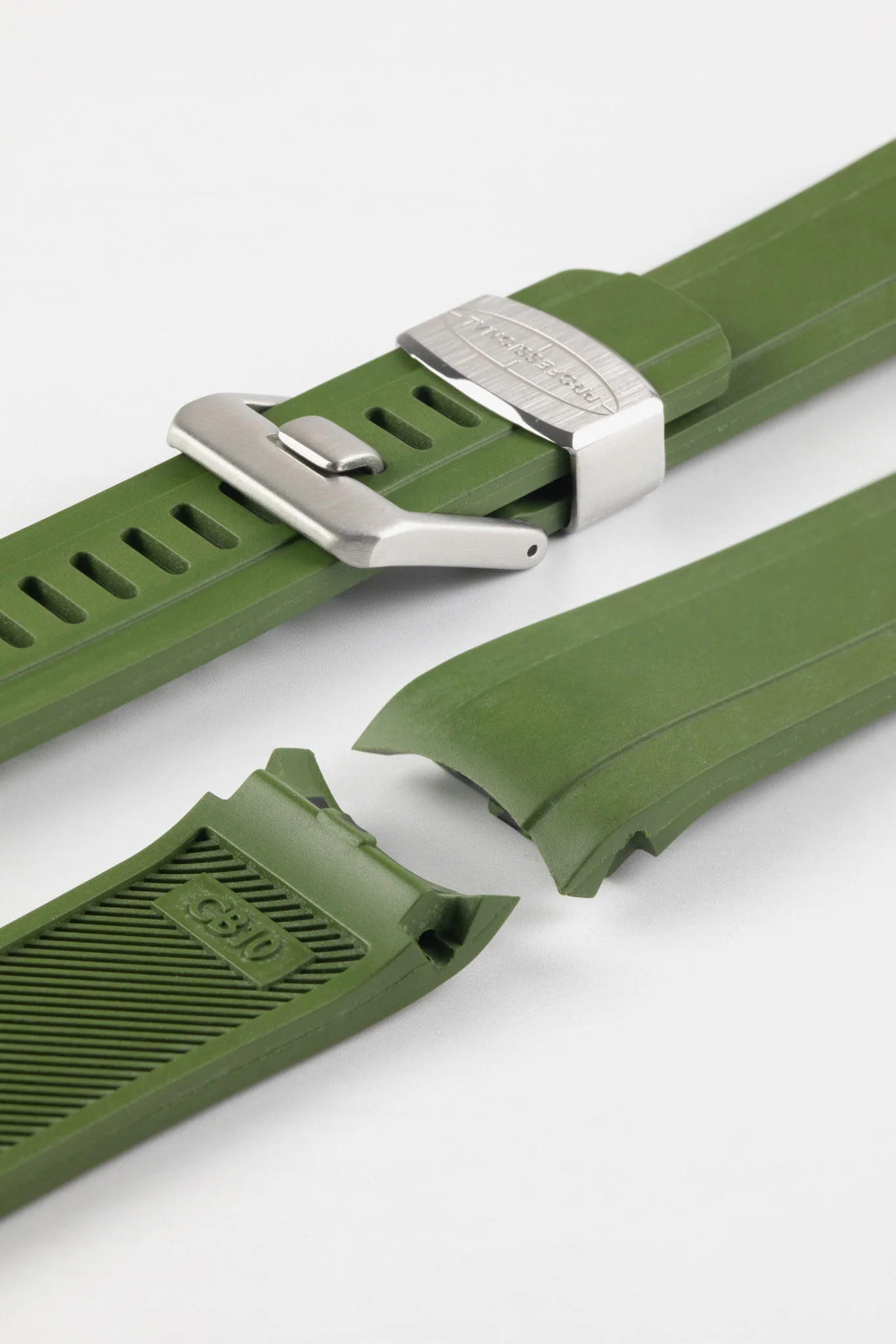 CRAFTER BLUE CB10 Rubber Watch Strap for Seiko SKX Series – GREEN with Rubber & Steel Keepers - Image 5