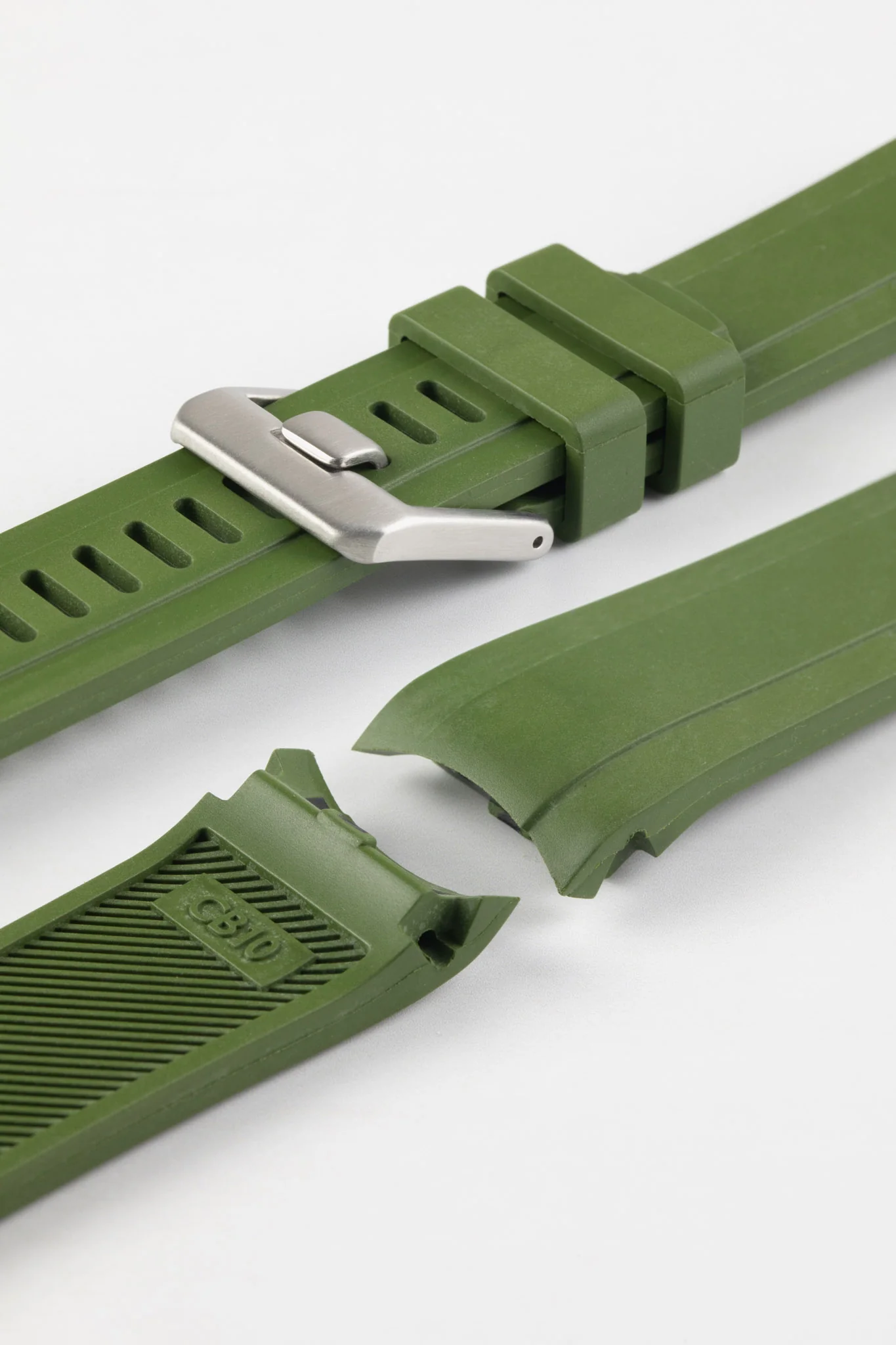 CRAFTER BLUE CB10 Rubber Watch Strap for Seiko SKX Series – GREEN with Rubber & Steel Keepers - Image 6
