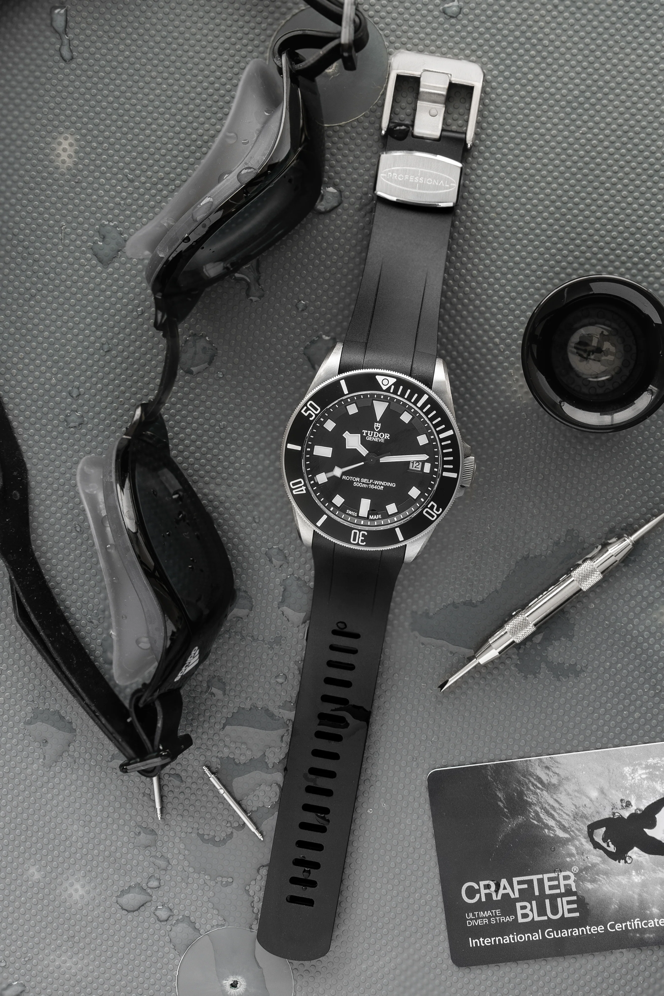 CRAFTER BLUE TD02 Rubber Watch Strap for Tudor Pelagos Series – BLACK - Image 2